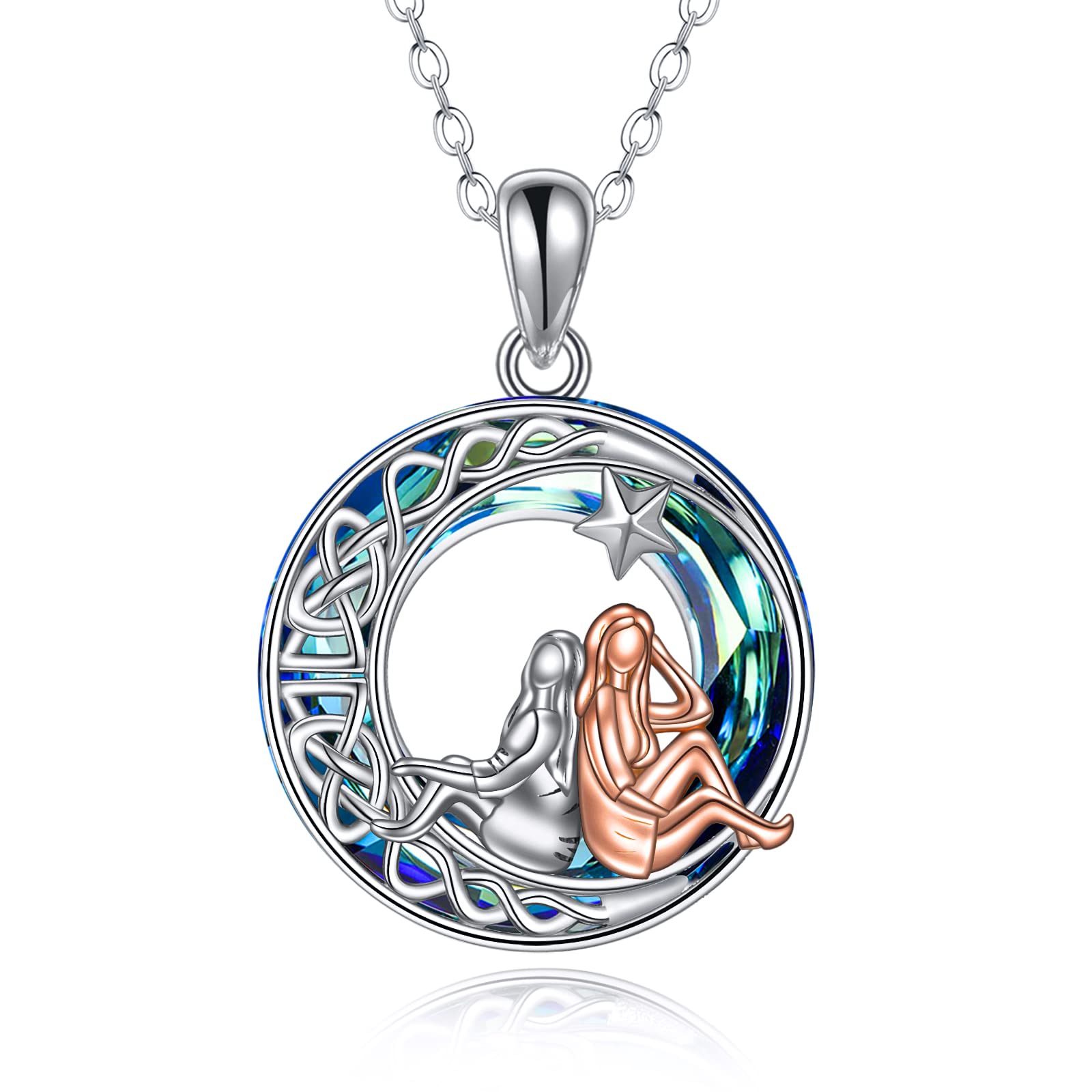 Sterling Silver Celtic Knot Moon Sister Pendant Necklace - Meaningful Birthday & Friendship Jewelry Gift for Sisters | Perfect for Sister's Day, Birthdays & Special Occasions