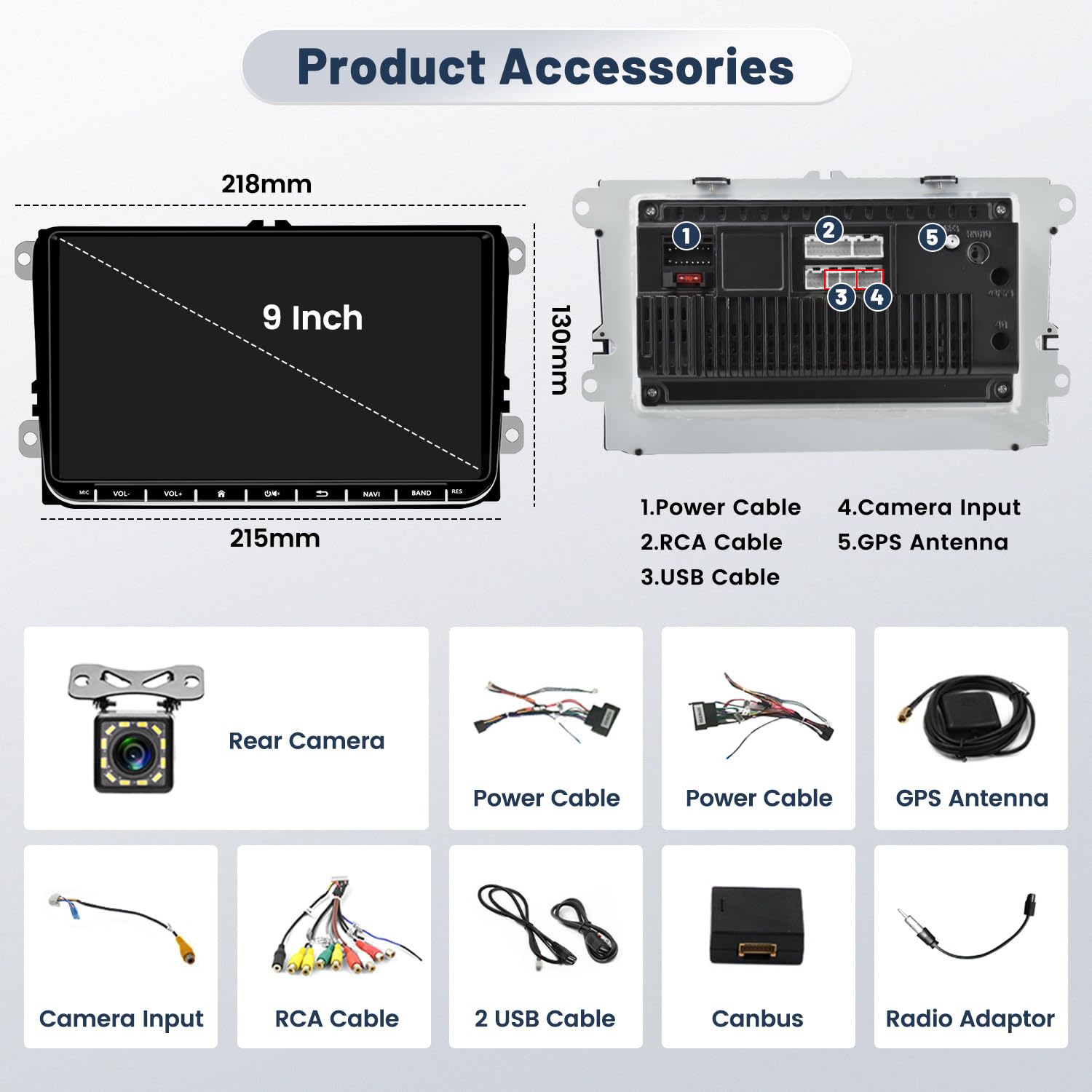 2G+64G Hikity Android 13 Car Stereo for VW Seat Skoda Passat Golf - 9 Inch Touchscreen GPS Navigation Radio with WiFi, FM, SWC, Canbus & Reverse Camera - Perfect for Commuting, Road Trips & Hands-Free Driving