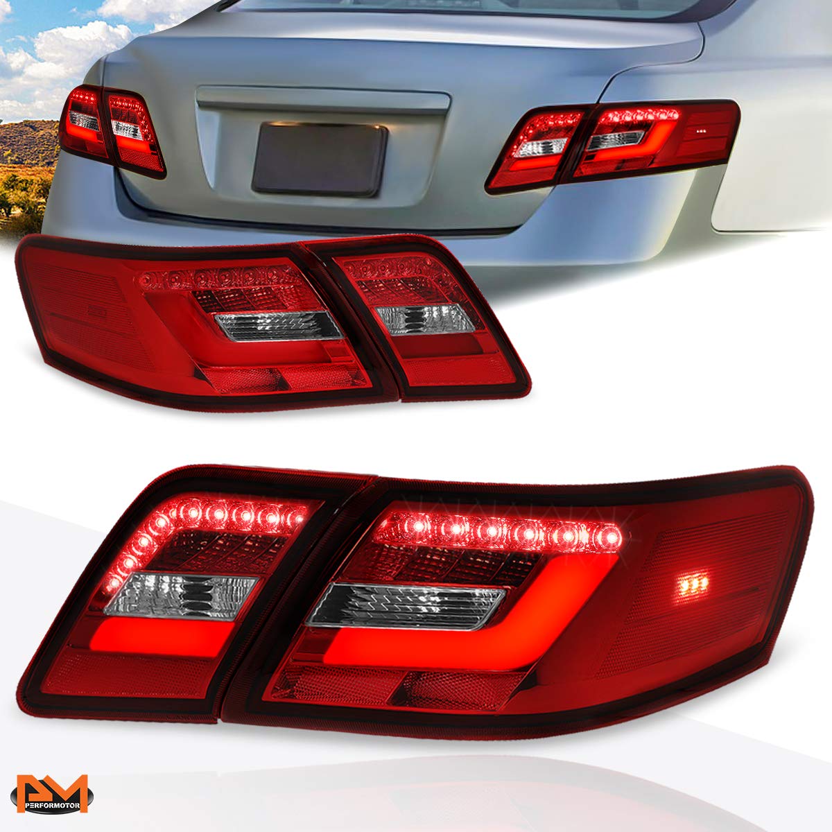 3D LED Tail Light Bar for Toyota Camry 2010-2011 - Red/Clear Brake & Reverse Lamps - Easy Installation & Enhanced Visibility for Night Driving & Safety
