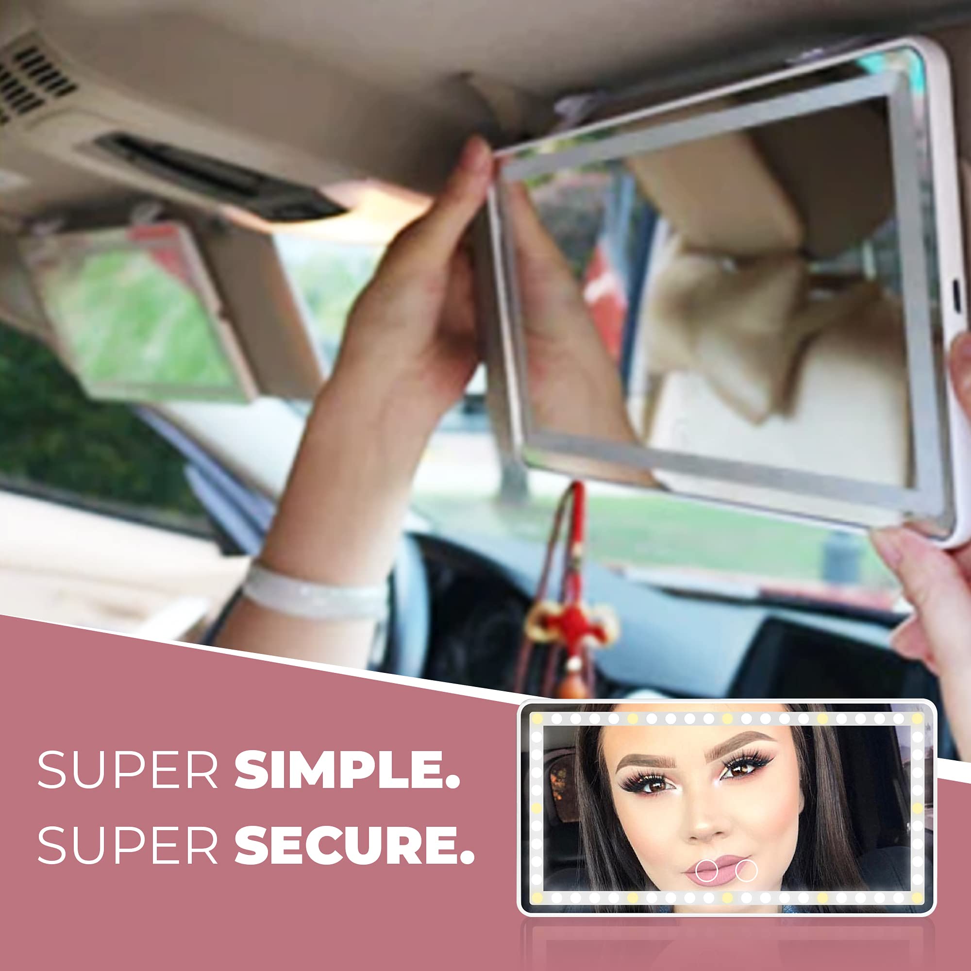 Rechargeable LED Car Visor Mirror - Portable Makeup Vanity for Travel & Driving