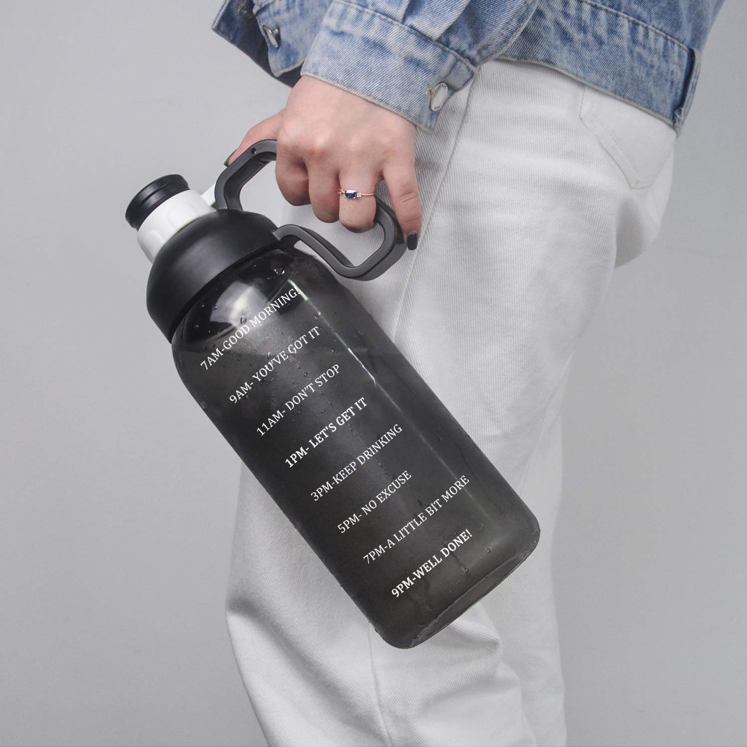 64oz Motivational Water Bottle with Straw & Handle - BPA Free 2L for Gym, Office & Outdoor