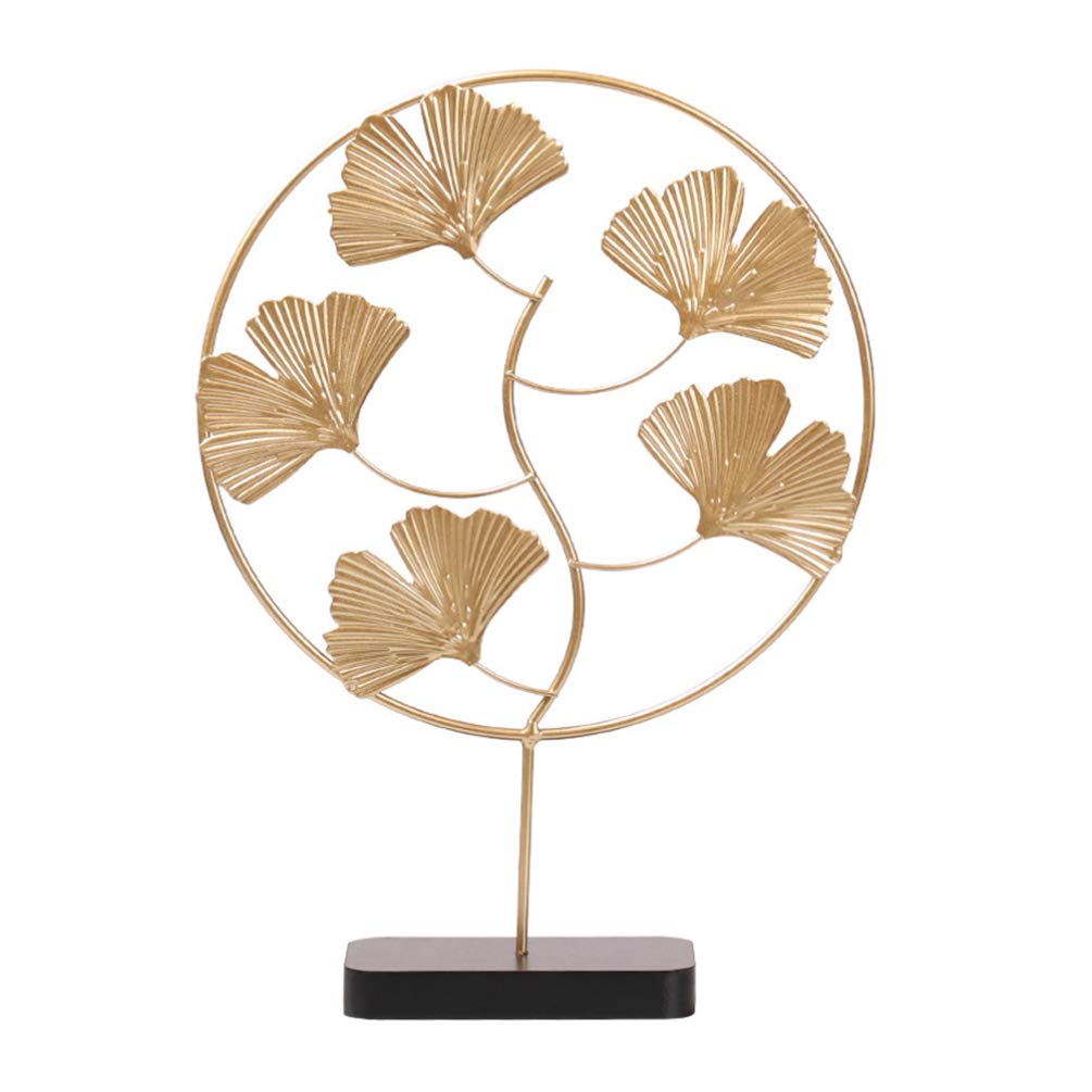 BESPORTBLE Golden Ginkgo Leaf Metal Sculpture - Elegant Home & Office Decor, Desktop Ornament, Living Room Decoration, Iron Simulation Crafts for Indoor Spaces | Perfect for Housewarming Gifts, Shelf Display & Feng Shui Decor