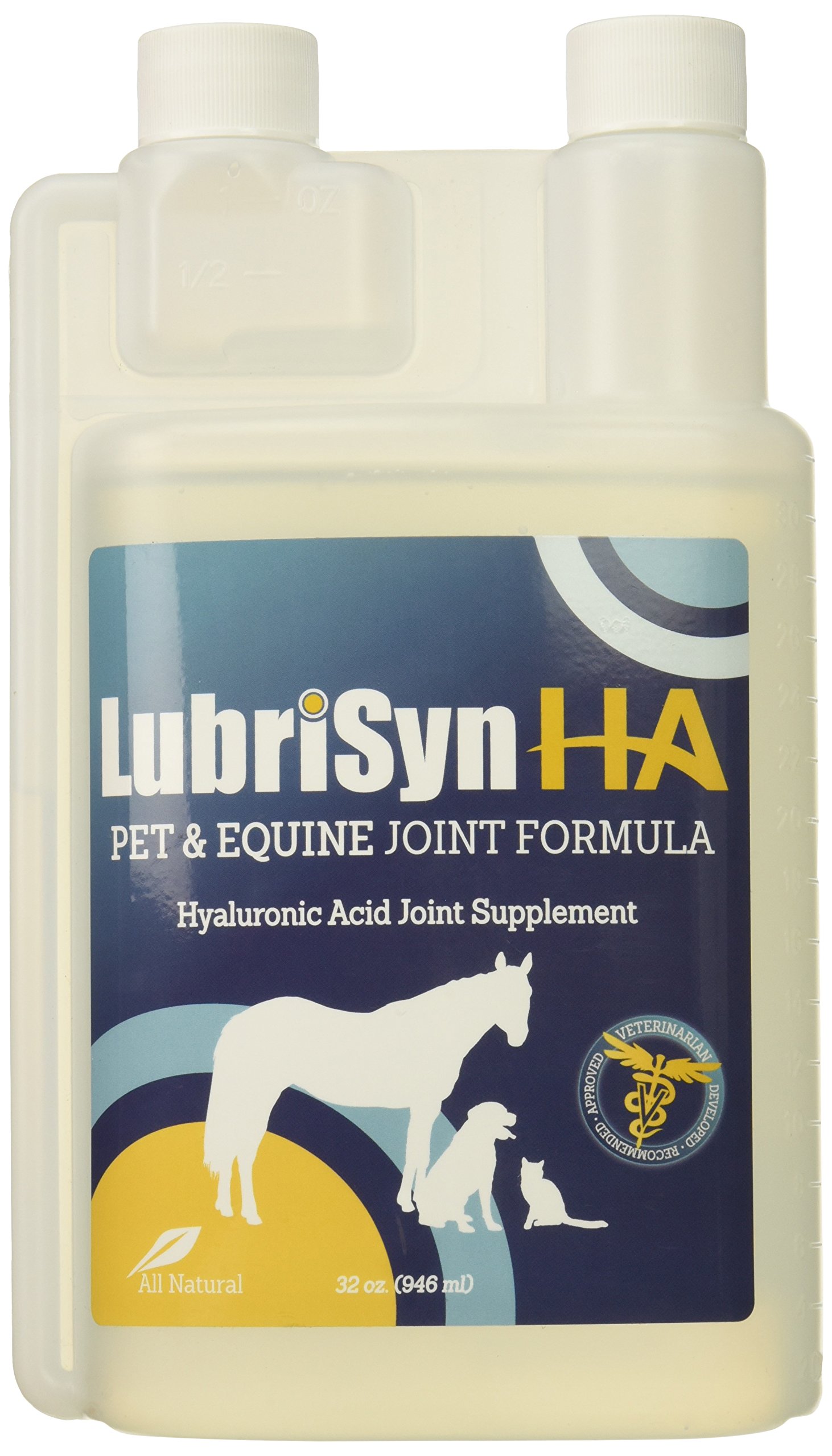 LubriSyn Hyaluronan Joint Supplement for Dogs & Cats - 32 oz Liquid Formula Supports Mobility & Joint Health - Ideal for Senior Pets & Active Animals