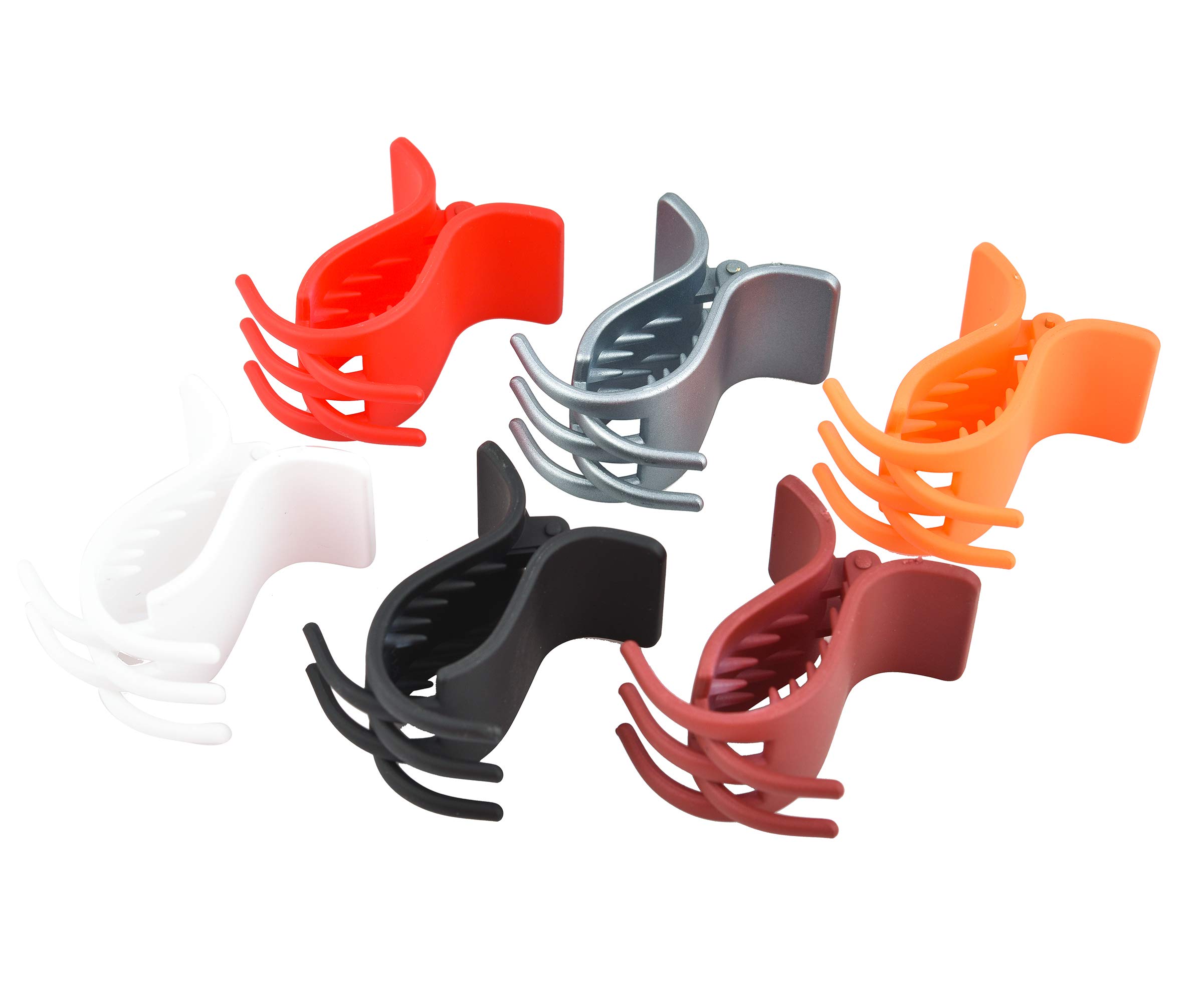 6-Pack Matte Acrylic Hair Clips for Women - Multi-Color Medium Size Hair Accessories for School, Work & Everyday Styling