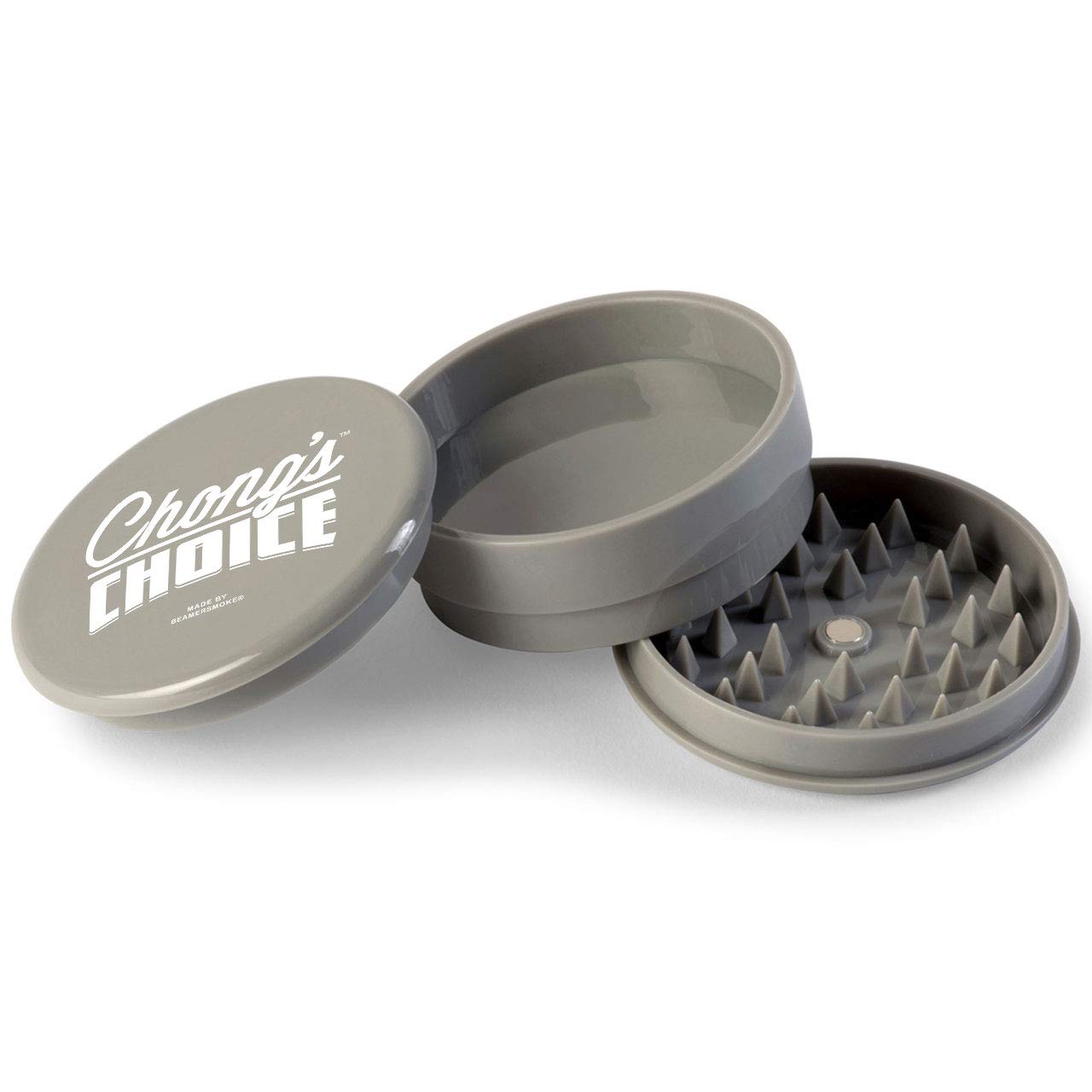 Chong's Choice 3-Piece 63mm Acrylic Herb Grinder - Opaque Gray with Free Smoke Sticker - Perfect for Grinding Herbs & Spices at Home or On The Go