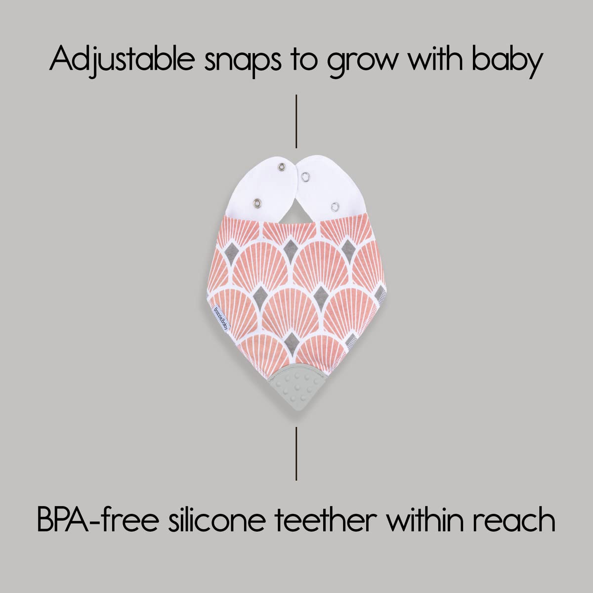 Bazzle Baby Bandana Teething Bibs 4-Pack - Soft Cotton Drool Bibs for Boys & Girls with Silicone Teether, Adjustable & Absorbent Baby Bibs for Drooling (Pink & White) - Perfect for Teething Relief, Mealtime & Everyday Use