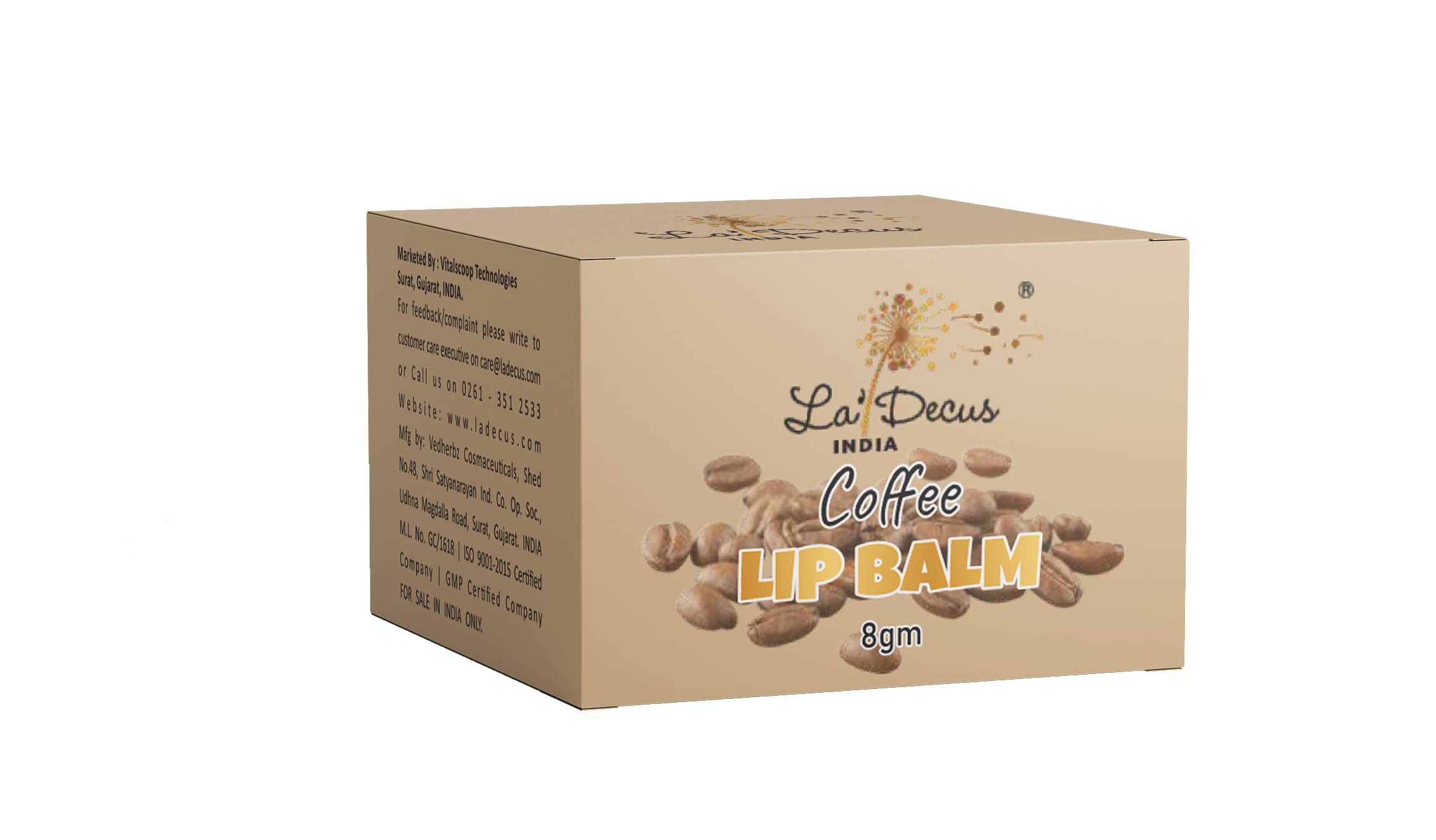 La'Decus INDIA Coffee Lip Balm for Women - Hydrating Lip Moisturizer for Dry, Damaged & Chapped Lips with Essential Oils (8g) | Perfect for Daily Use, Winter Care & On-the-Go Lip Protection
