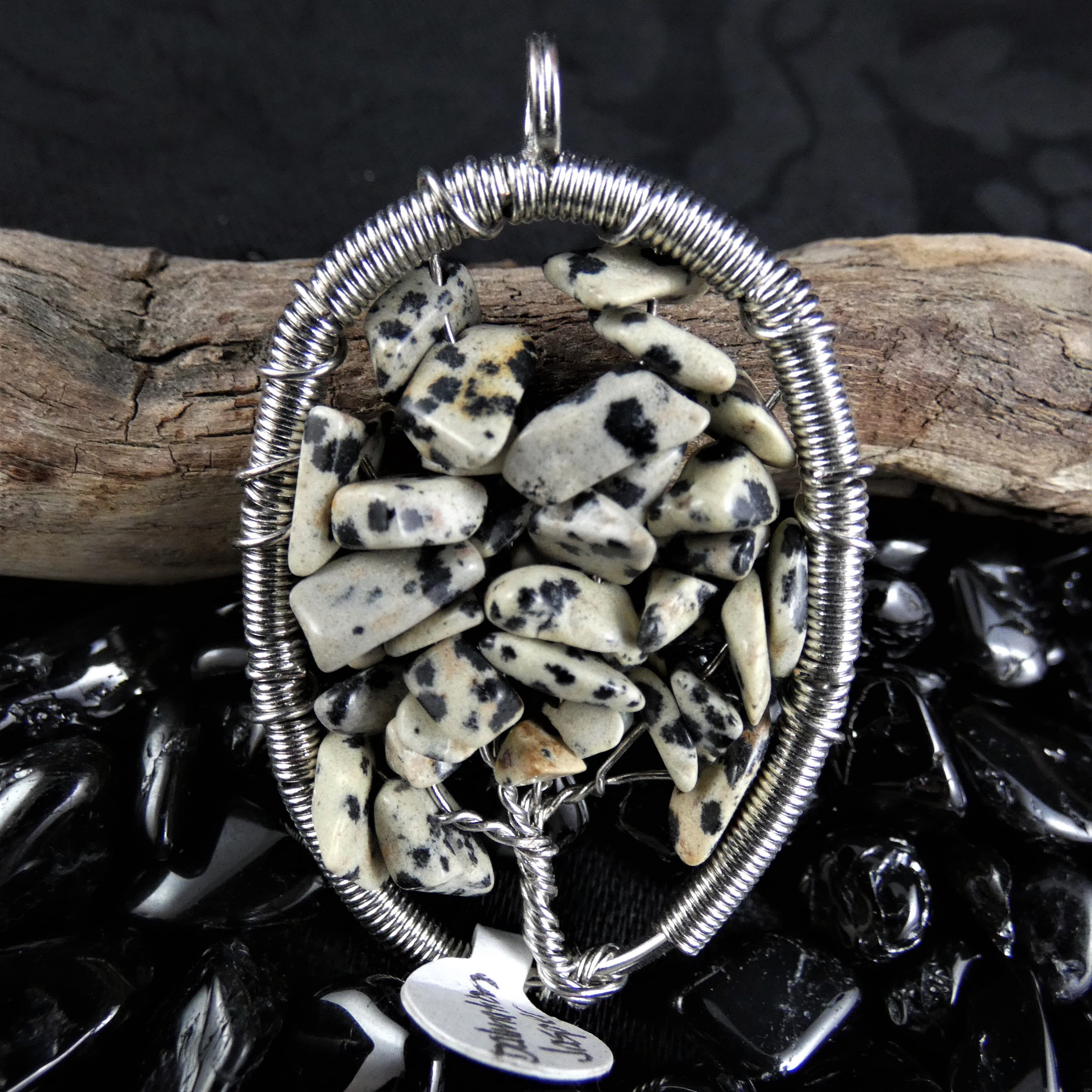 Natural Dalmation Jasper Tree of Life Pendant Necklace - Healing Crystal Jewelry for Women, Spiritual Gift for Meditation & Energy Protection