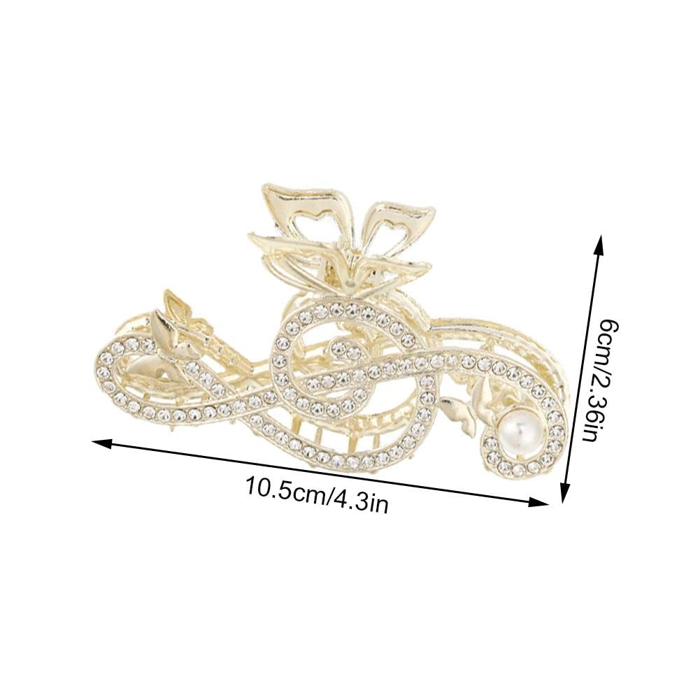 Large Metal Hair Claw Clips with Music Note Design - Crystal Rhinestone Jaw Clamp Barrettes for Thick Long Hair | Non-Slip Strong Hold Hair Clips for Women | Perfect for Concerts, Weddings & Everyday Styling
