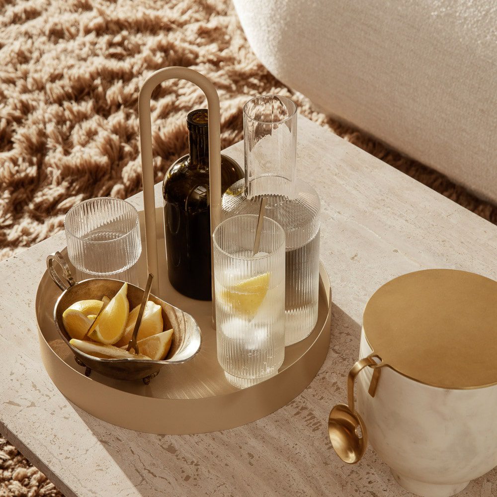 FERM LIVING Grib Tray in Cashmere - Elegant Scandinavian Home Decor Serving Tray for Coffee Table, Dining, and Living Room Organization