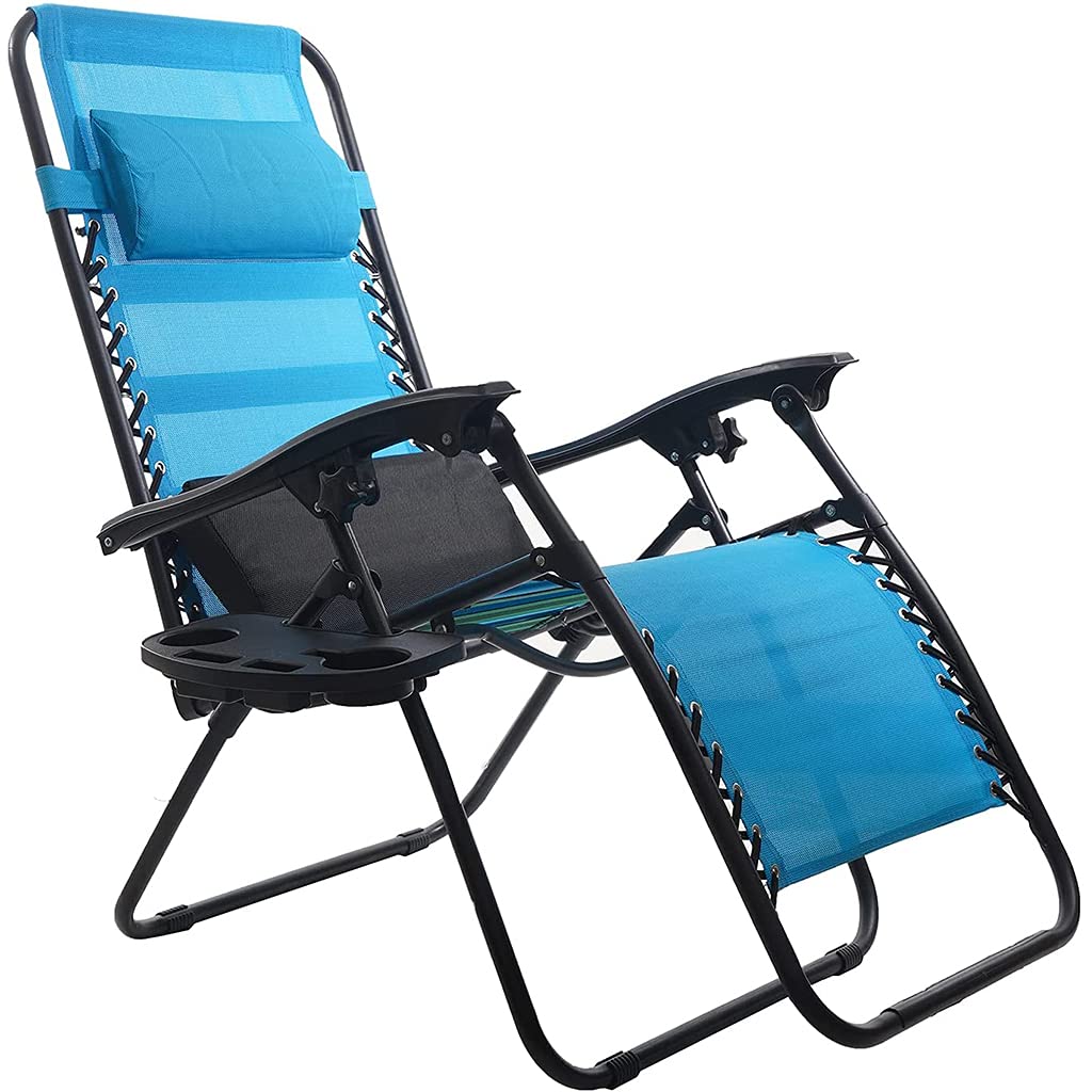 2 Pack Universal Cup Holder with Utility Tray - Clip On Zero Gravity Chair Accessory with Phone Slot & Snack Tray - Perfect for Camping, Beach, Poolside & Outdoor Relaxation