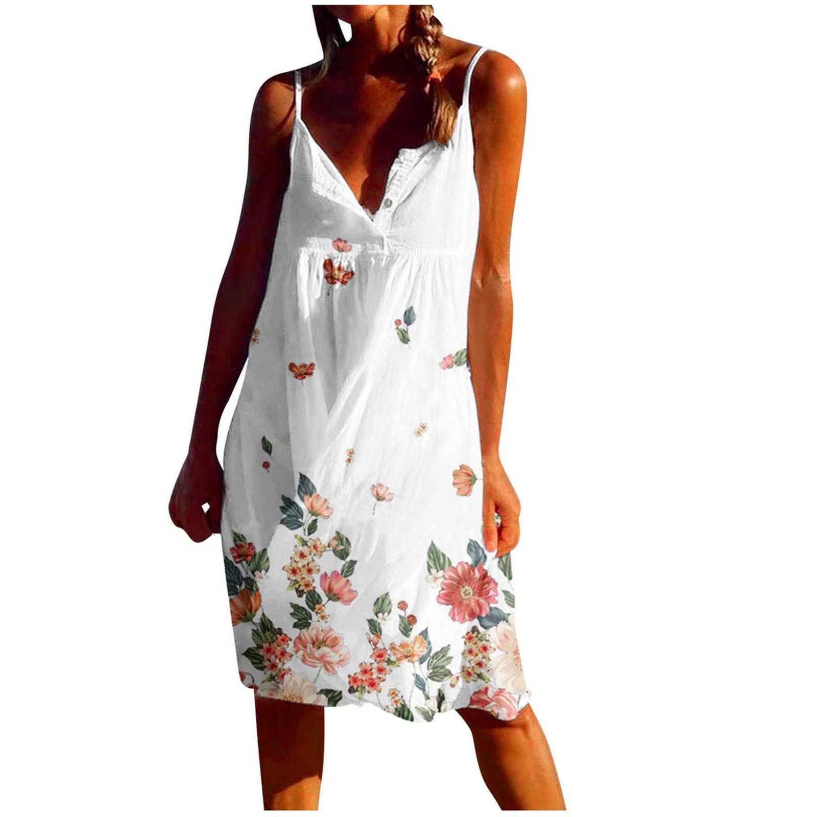 Women's Summer Dress - Spaghetti Strap Backless Bohemian Floral & Tie Dye Beach Mini Sundress | Perfect for Beach Vacations, Pool Parties & Summer Outings
