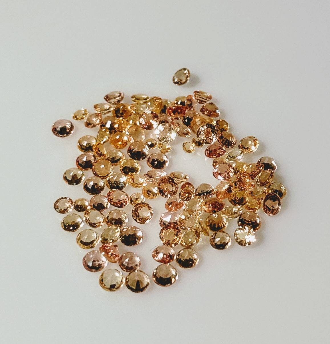 10ct Natural Golden Yellow Sapphire Loose Stones - 1.5-2.5mm Round VS Quality, September Birthstone for Jewelry Making, Wholesale Bulk Lot (Perfect for Engagement Rings, Earrings & Pendants)