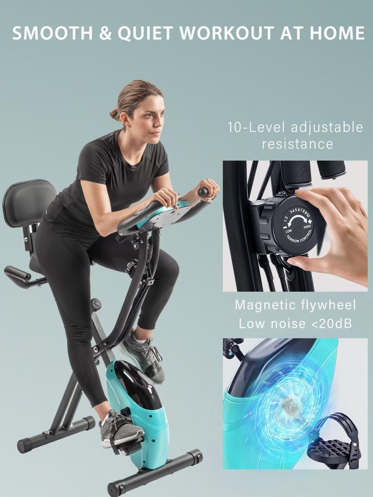 Merax 4-in-1 Foldable Exercise Bike for Home - 16-Level Magnetic Resistance Recumbent & Upright Stationary Bike | Compact Indoor Cycling Machine for Cardio, Weight Loss & Full-Body Workout | Perfect for Small Spaces, Home Gym & Apartment Fitness