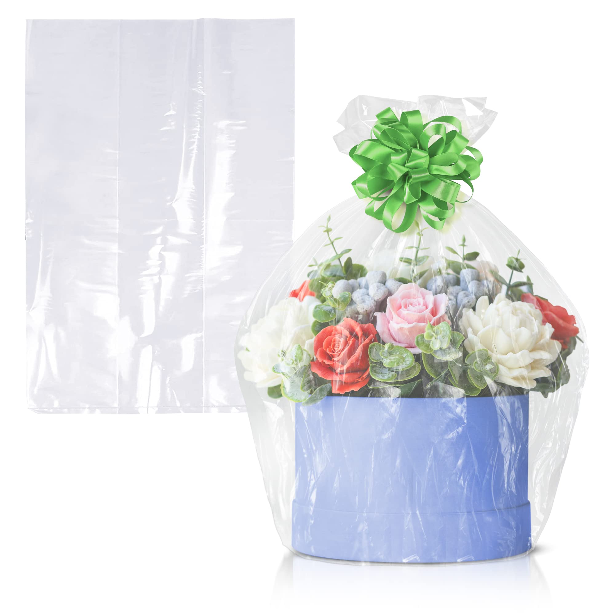 APQ Clear Gusseted Poly Bags 12x10x24 Inches - 500 Pack Waterproof Flat Bottom Plastic Bags with Open Top - 2 Mil Thick Clear Packaging Bags for Popcorn, Cookies, Bread - Perfect for Party Favors, Bakery Storage & Retail Packaging