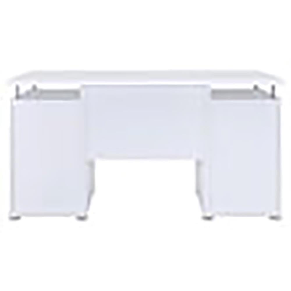 Pemberly Row 2-Drawer Modern White Wooden Computer Desk - Home Office, Study, Workstation & Small Space Solution