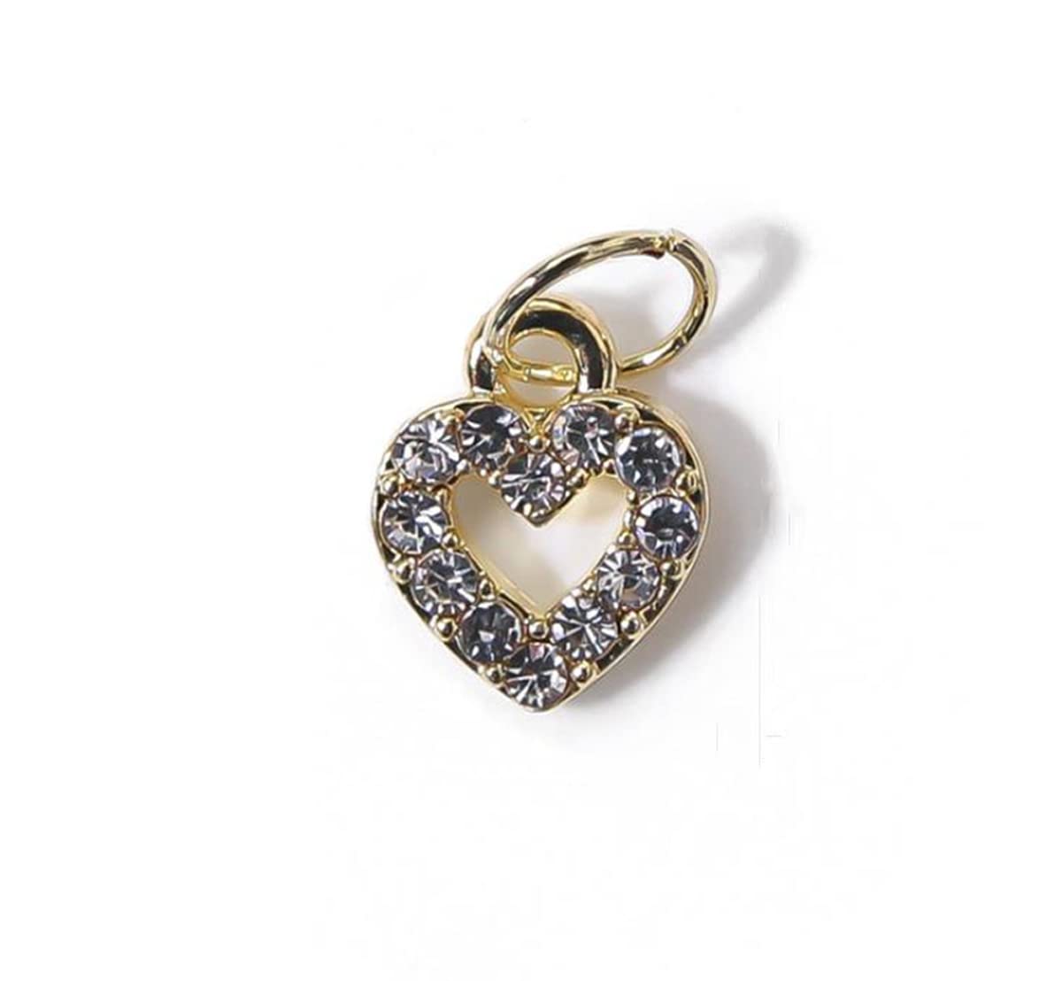 10pcs 3D Gold Heart Dangle Nail Charms - Alloy Glitter Rhinestone Nail Jewelry Pendants for Acrylic Nails - Perfect for Nail Art, Manicures & Special Occasions