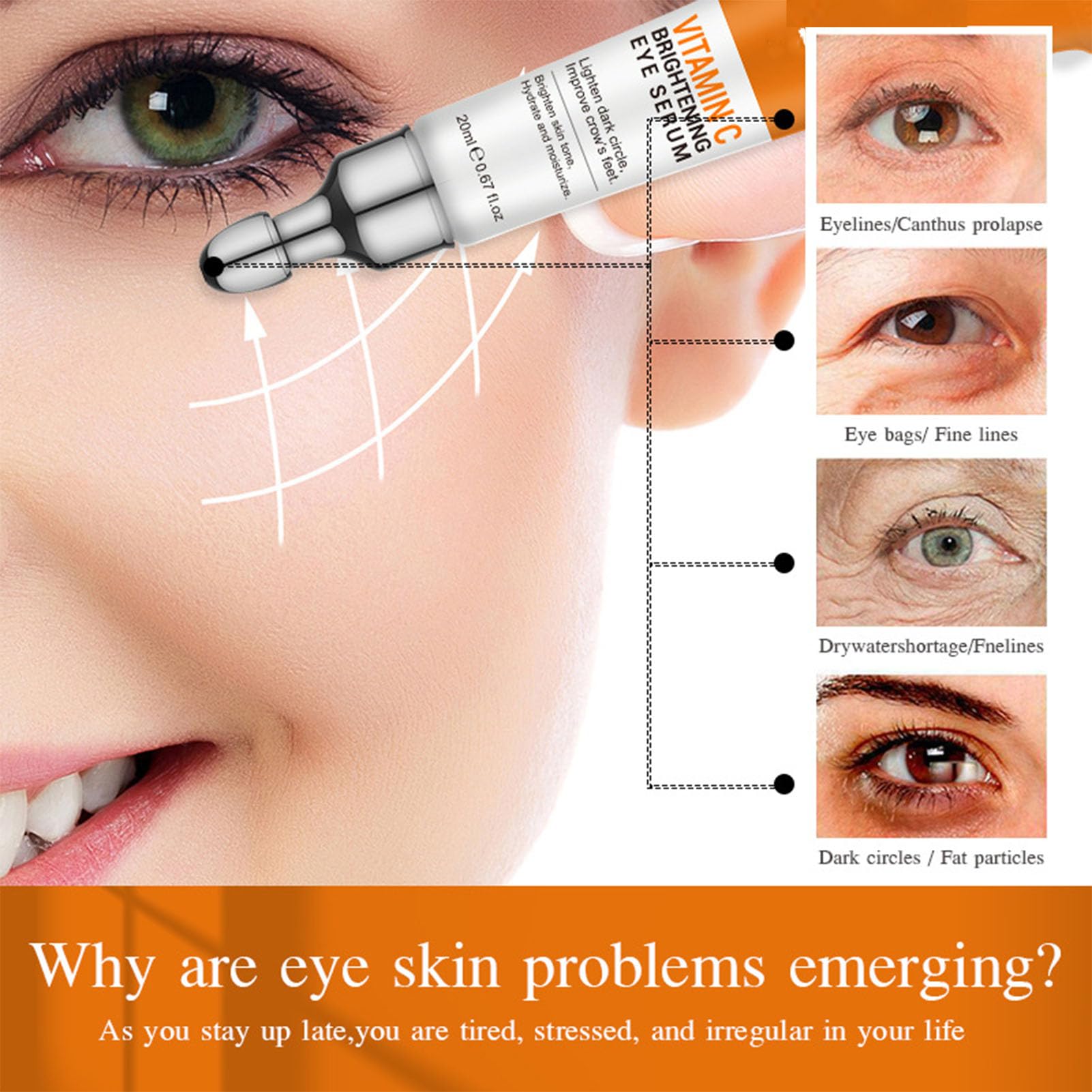 Best Vitamin C Eye Cream for Dark Circles & Puffiness - Anti-Aging Eye Serum with Hyaluronic Acid for Women & Men - 1.34 oz | Reduces Fine Lines, Crow's Feet & Under Eye Bags | Perfect for Night Routine & Daily Skincare