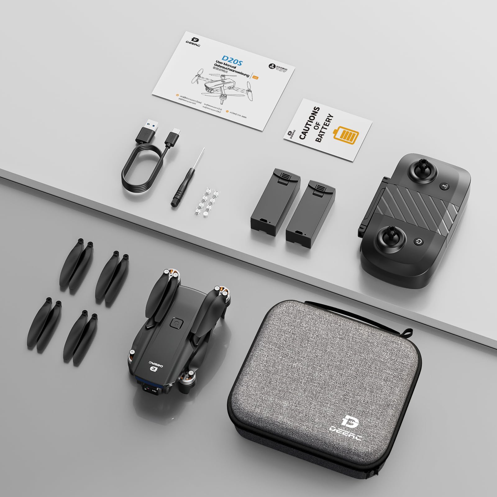 DEERC D20S Foldable Drone with 1080P HD Camera - Brushless Motor, 2 Batteries, Altitude Hold & Optical Flow - Best RC Quadcopter for Kids & Beginners | Perfect for Outdoor Adventures, Aerial Photography & STEM Learning Toys Gifts