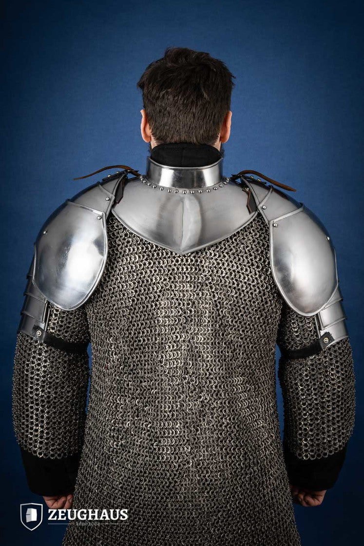 Polished Knight Pauldron - Medieval Armor Shoulder Plate for LARP, Cosplay & Renaissance Fairs | Authentic Costume Accessory for Historical Reenactments