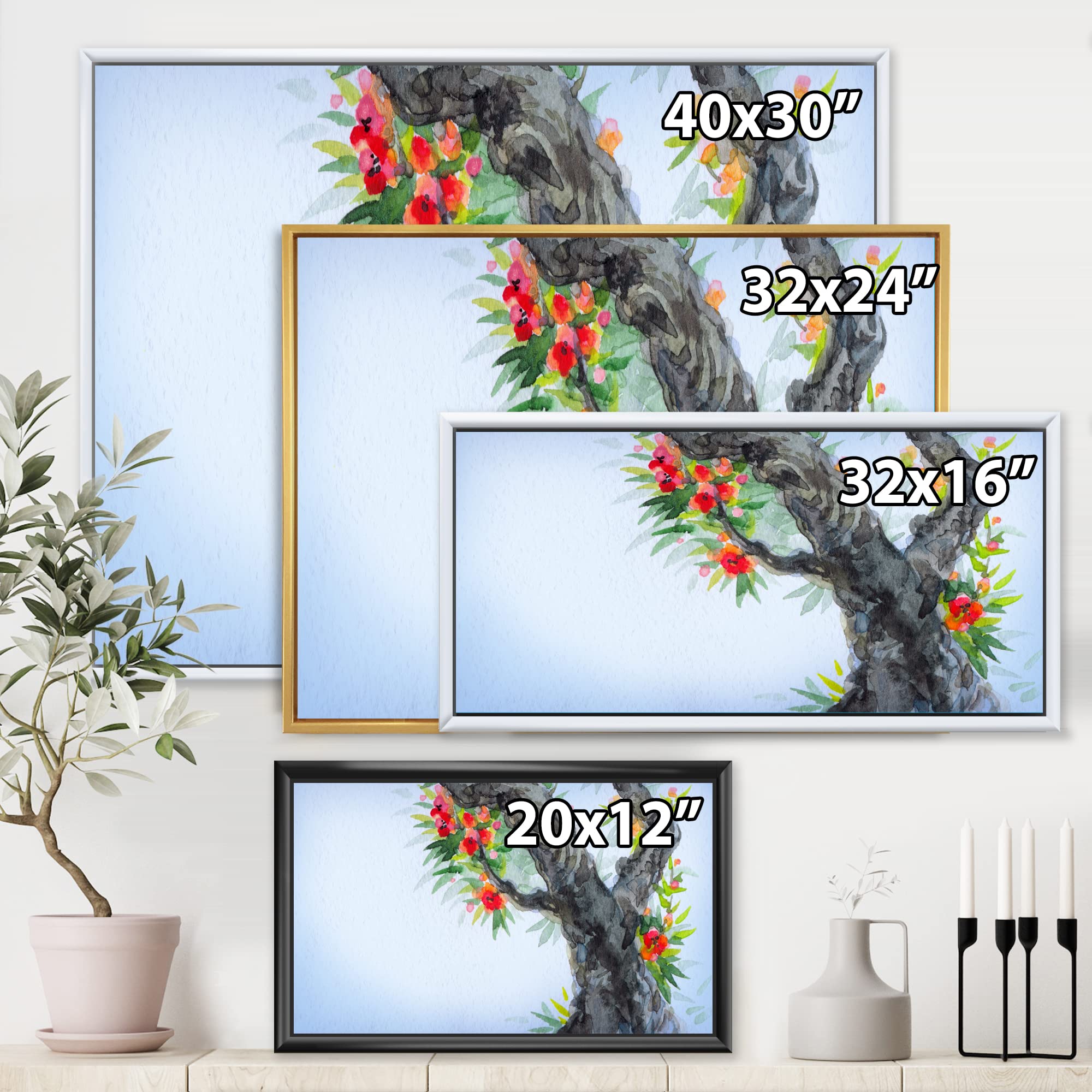 Blooming of An Old Tree In Spring I - Traditional Framed Canvas Wall Art Print for Living Room, Bedroom & Office Decor