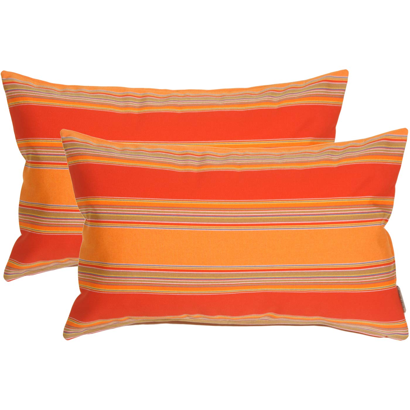 Sunbrella Outdoor Pillow Set of 2 - 12x19 Inch Waterproof Decorative Throw Pillows with Inserts, Bravada Salsa Pattern - Perfect for Patio Furniture, Porch Swing & Poolside Lounge Chairs