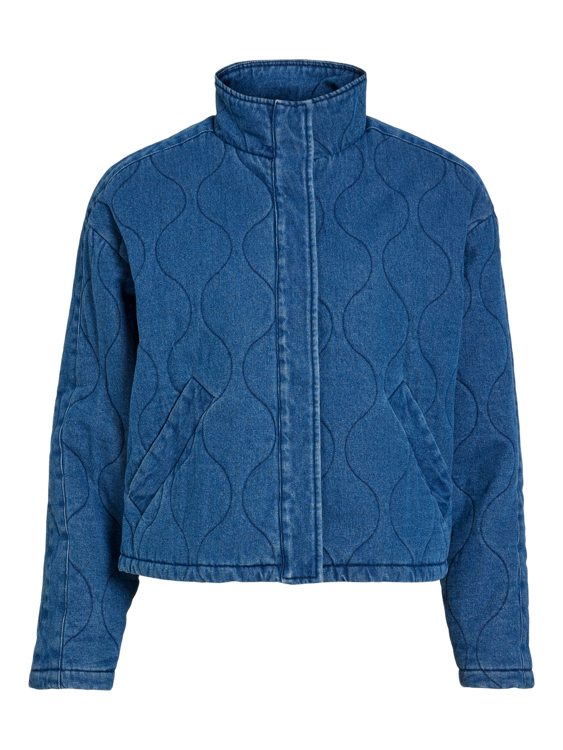 Becca Quilted Denim Jacket for Women - Medium Blue Denim Jacket with Quilted Design | Stylish Casual Outerwear for Everyday Wear, Fall Fashion, and Street Style Outfits