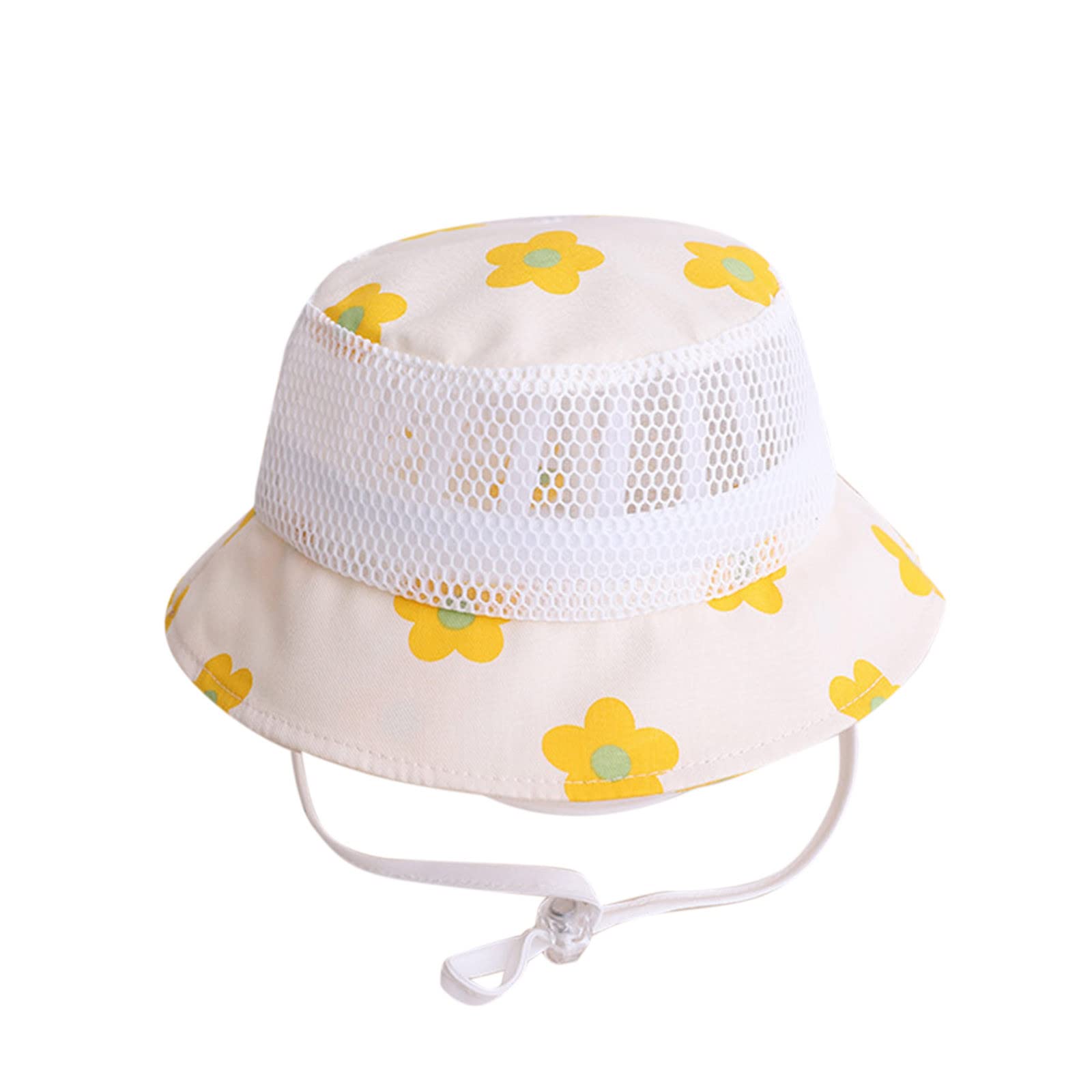 Girls Sun Hat with Adjustable Chin Strap - UV Protection Summer Beach Bucket Cap for Toddler & Kids - Floral Print Outdoor Sun Hat for Spring, Winter (Beige, One Size) - Perfect for Beach Trips, Park Outings and Daily Sun Protection