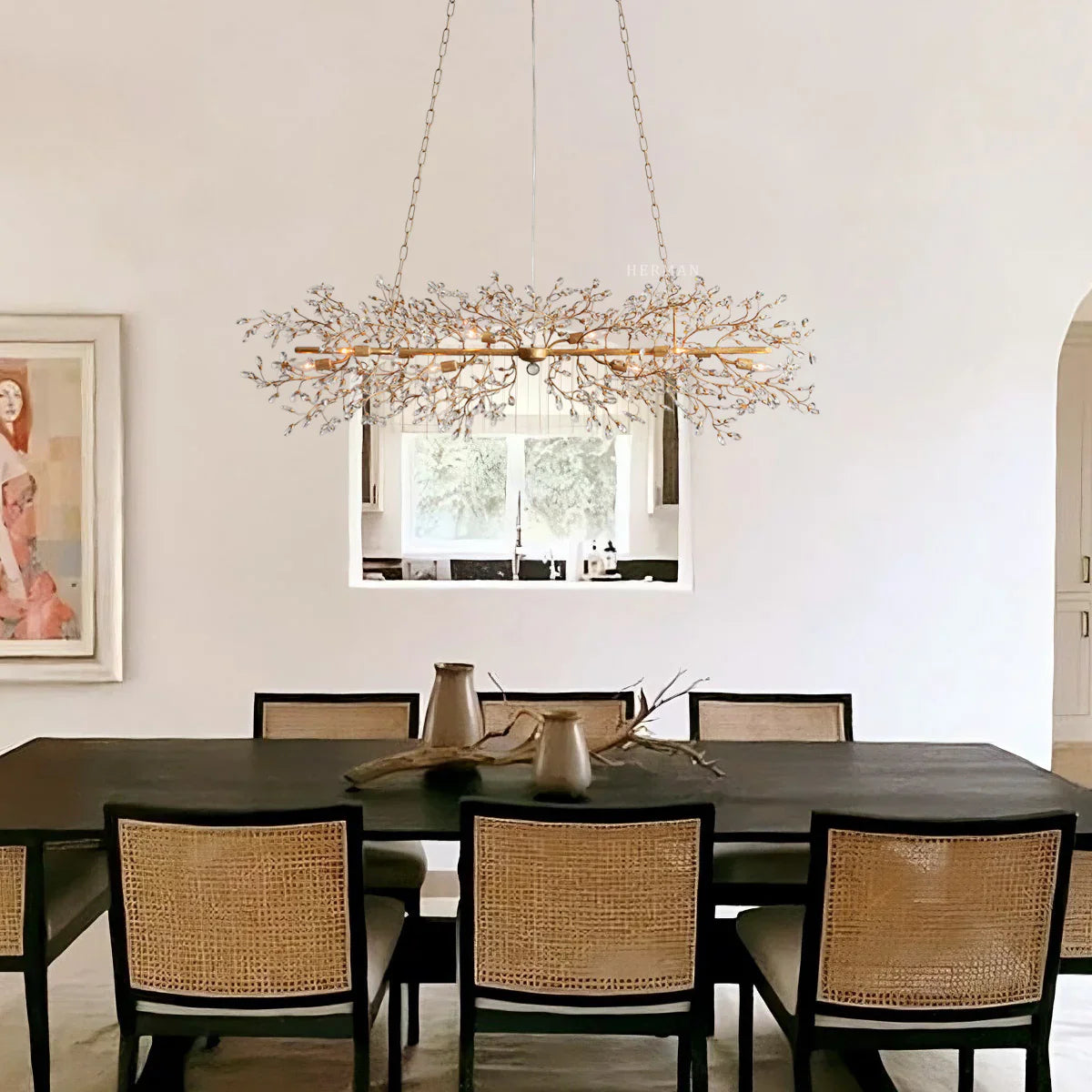 Fiore Linear Chandelier - Modern LED Pendant Light Fixture for Dining Room, Kitchen Island & Bedroom | Dimmable Contemporary Lighting