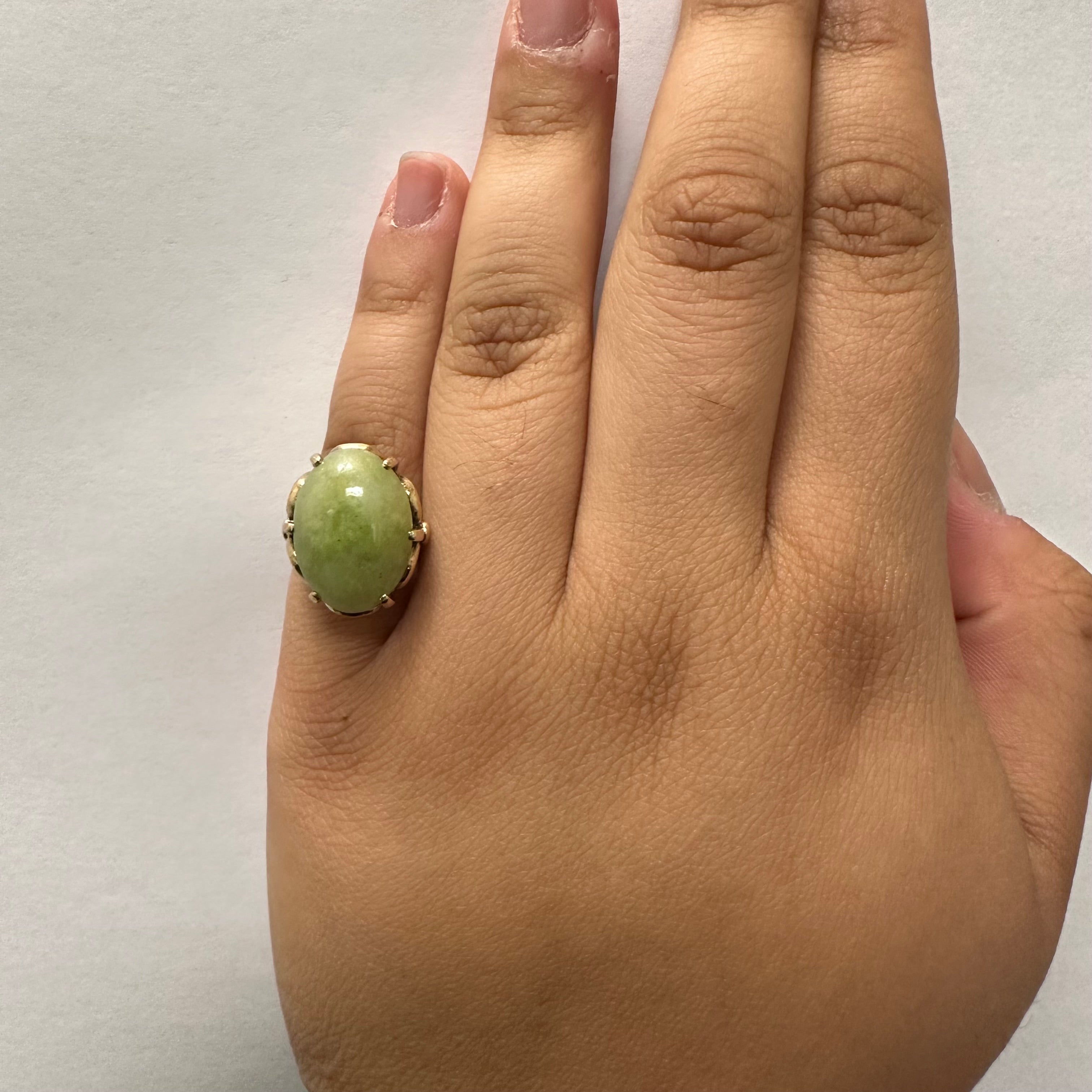 10.00ct Natural Jadeite Cocktail Ring for Women - Size 6 | Elegant Statement Jewelry for Parties, Weddings & Special Occasions