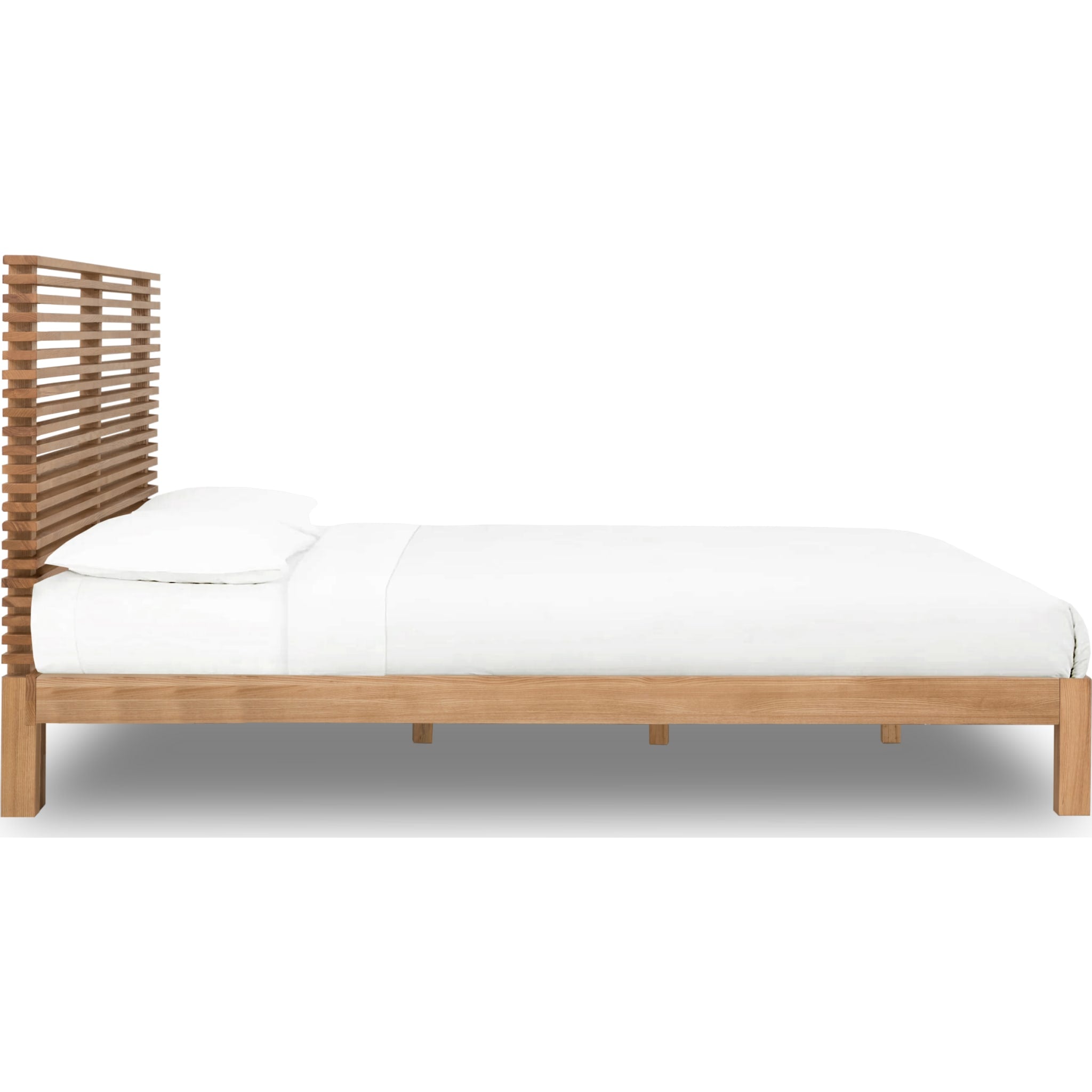 Solid Ash Wood Platform Bed Frame in Flaxen Finish - Modern Minimalist Bedroom Furniture for Master Bedroom or Guest Room