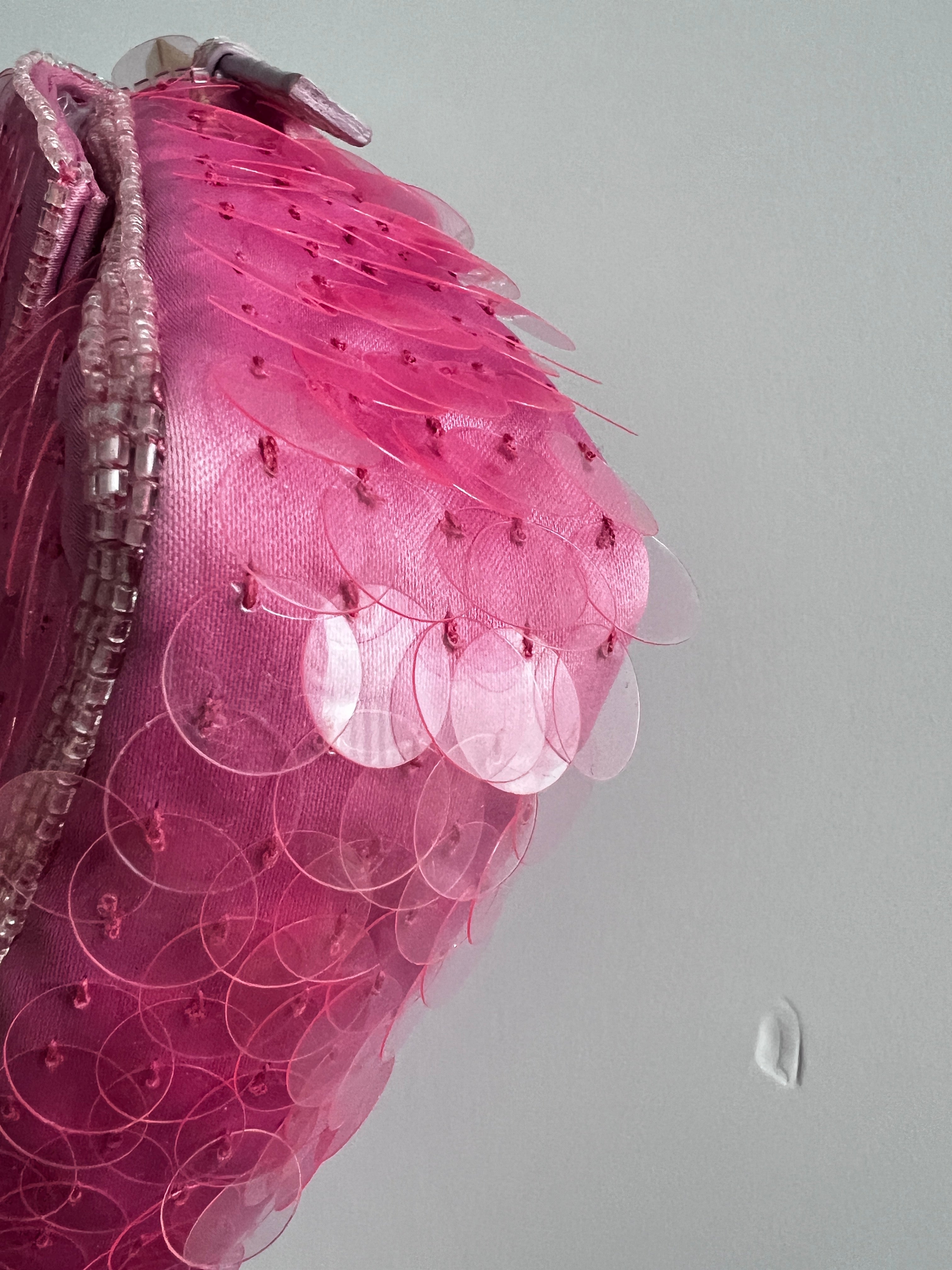 Fendi Pink Mini Sequin Baguette Bag - Elegant Evening Clutch for Parties, Weddings & Special Occasions