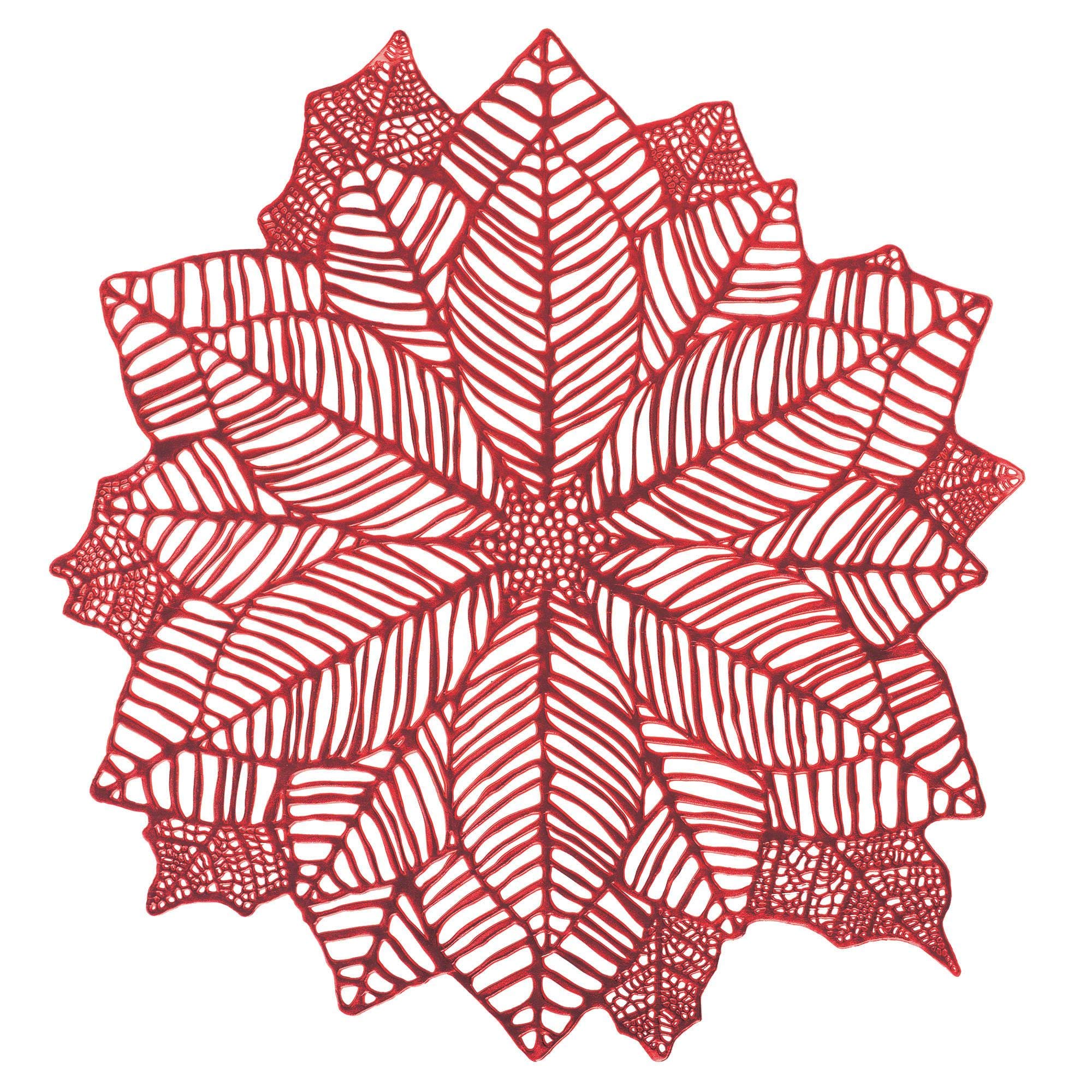 ELEGANI Poinsettia Christmas Placemat Set - Red Holiday Table Decor for Party Supplies, Festive Dinnerware & Seasonal Celebrations - Perfect for Christmas Dinner, Holiday Gatherings & Winter Home Decor