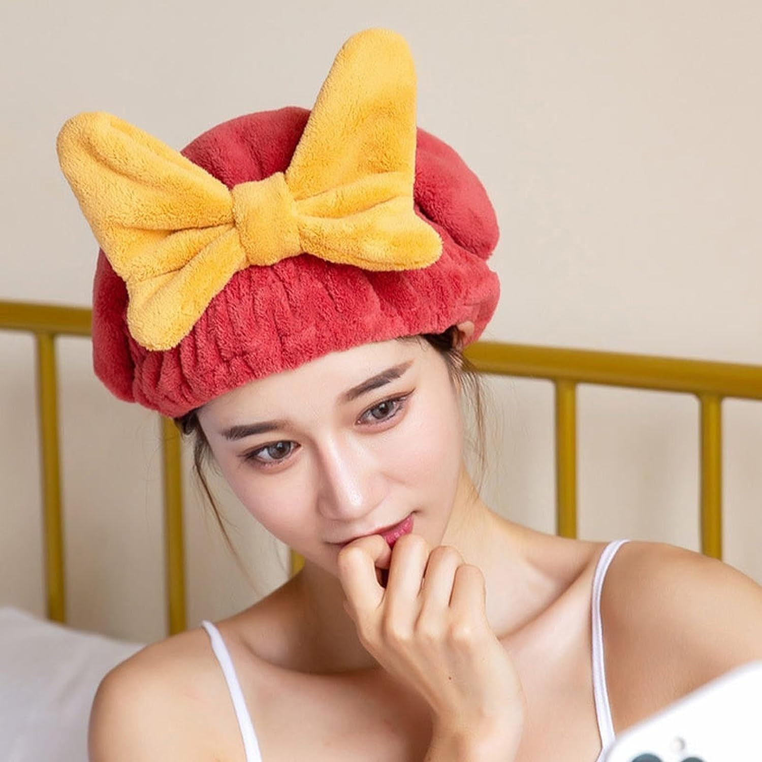 Premium Microfiber Hair Towel Wrap - Ultra Absorbent Hair Turban for Fast Drying, Bath, Spa & Shower | Soft Twist Cap Head Towel for Women & Men | Perfect for Post-Workout, Travel & Home Use (Red)