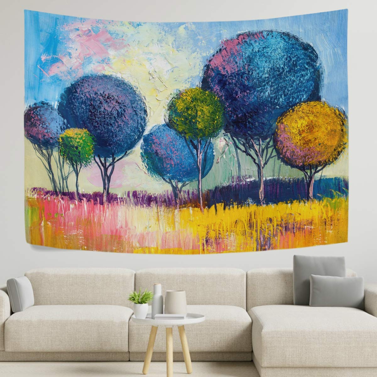 Large 60x50 Inch MCHIVER Landscape Tree Tapestry Wall Hanging - Oil Painting Style Home Decor for Bedroom, Living Room & Dorm | Perfect for Boho Decor, Aesthetic Room Makeover & Wall Art Display