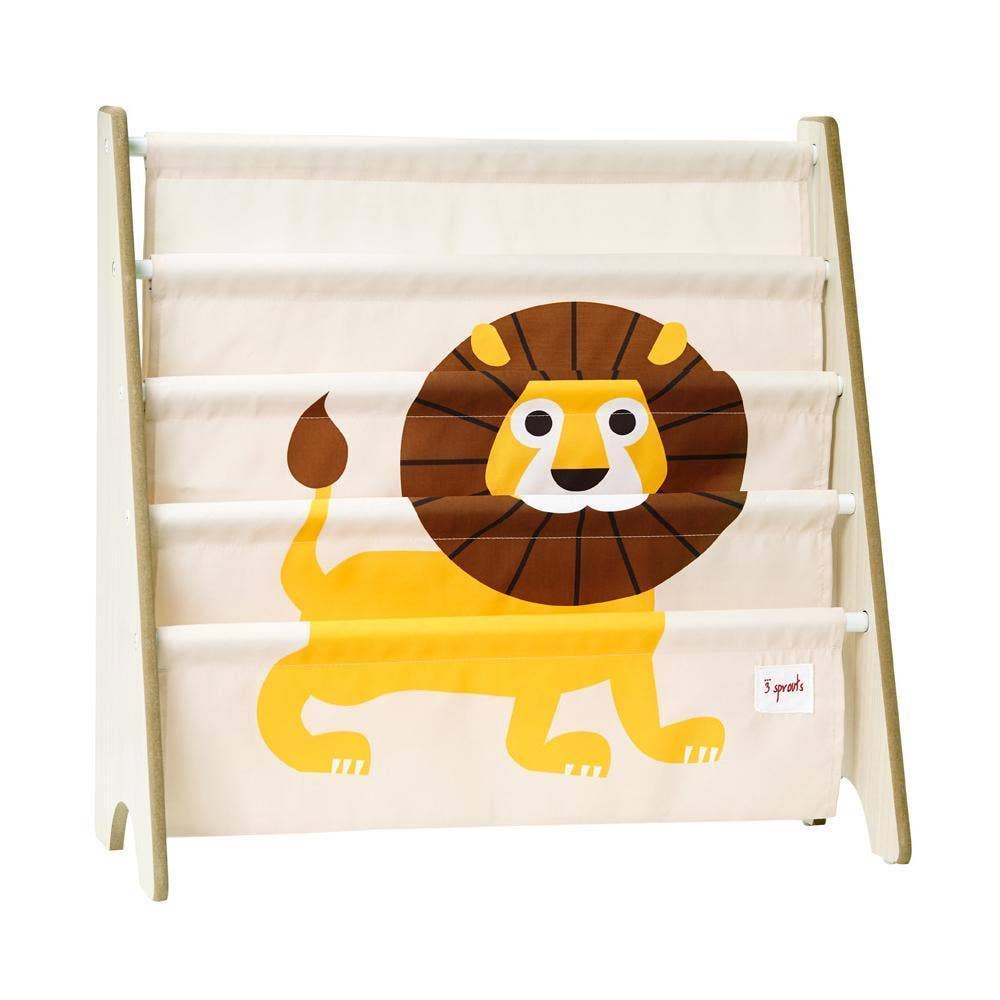 Lion Book Rack for Kids - Wooden Bookshelf Organizer with 6 Storage Compartments - Perfect for Nursery, Playroom, or Classroom Books Display and Organization