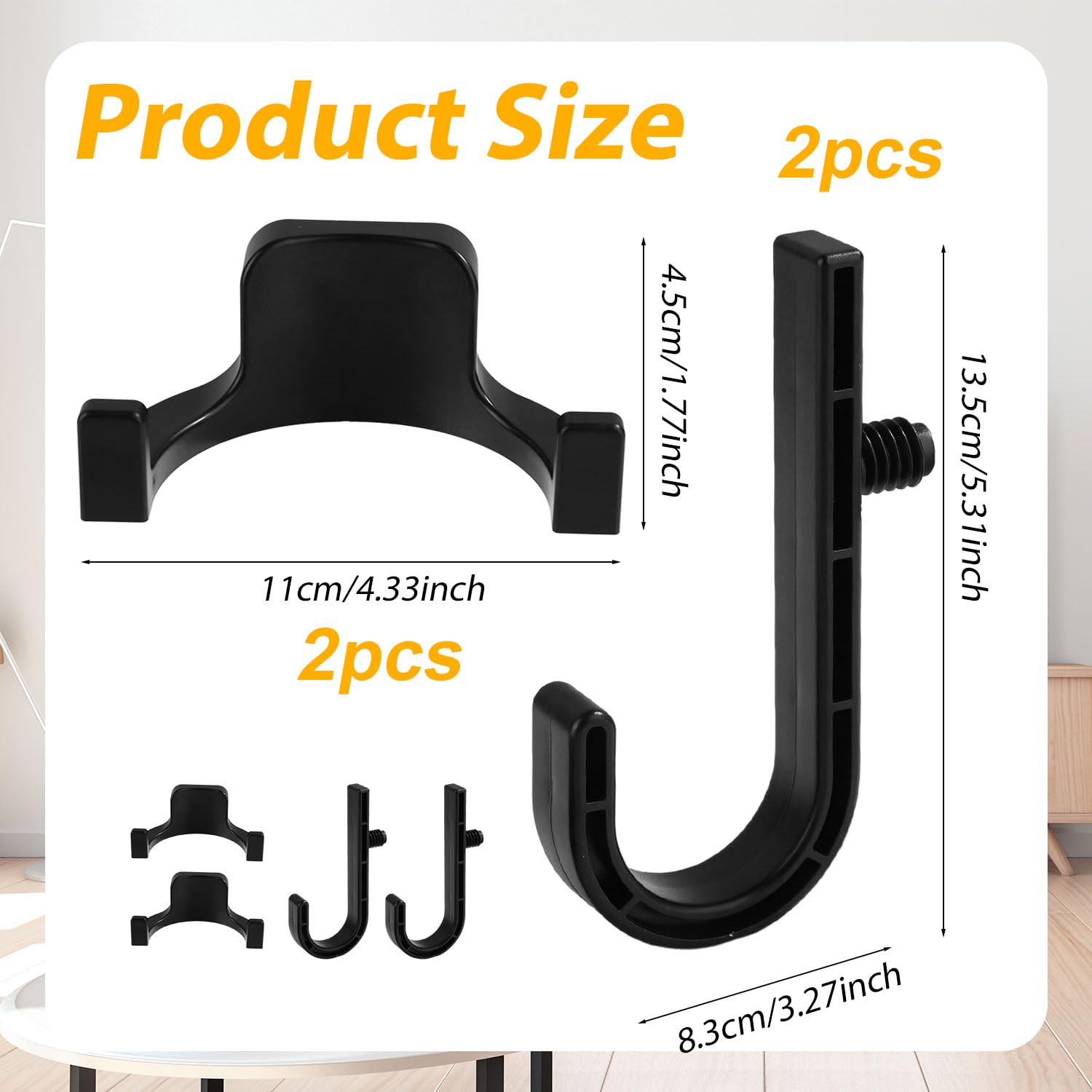 4-Pack Black J & U Tool Hooks for Suncast & Craftsman Storage Sheds - Heavy Duty Shed Shelves Accessories for Organizing Garden Tools, Bikes, and Outdoor Equipment