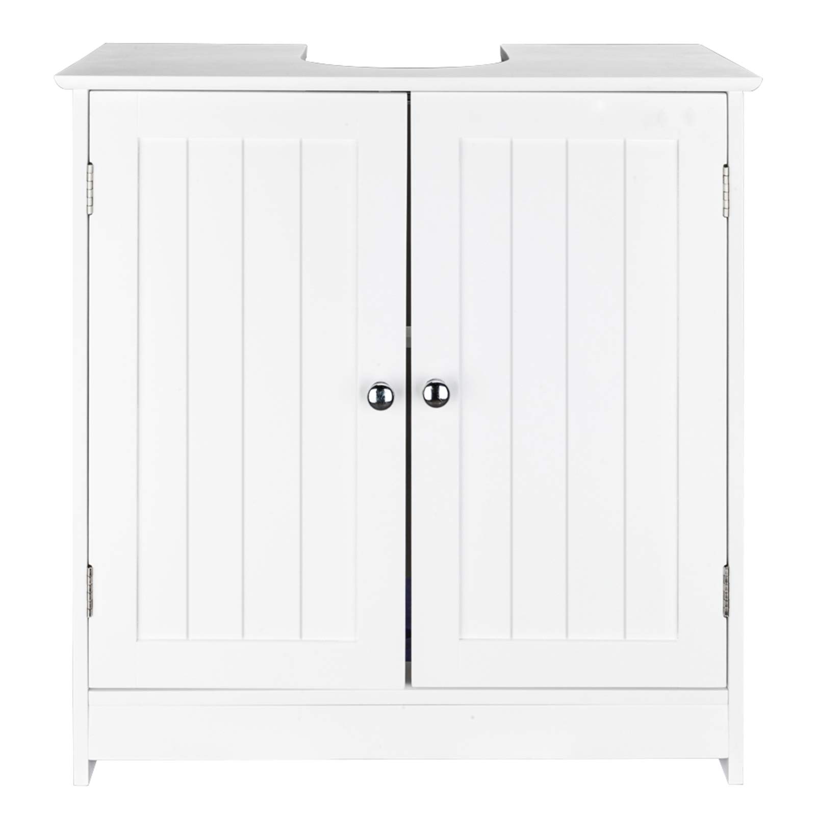 White Bathroom Sink Cabinet with 2 Doors - Space Saving Storage Organizer with Internal Shelf for Bathroom Vanity, Under Sink Organization | Perfect for Small Bathrooms, Apartments & Powder Rooms