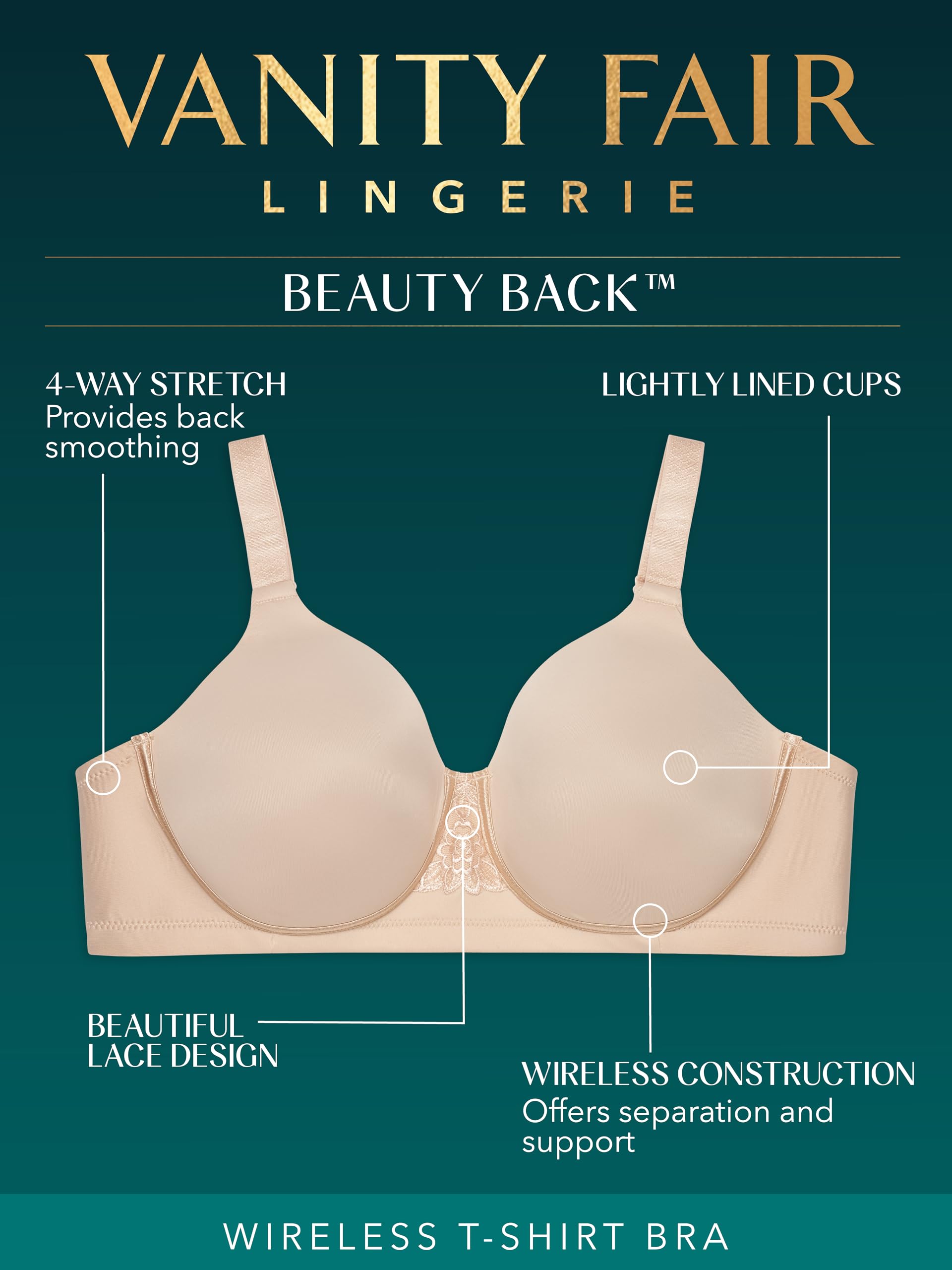 Vanity Fair Women's Full Figure Wireless Comfort Bra 71380 - Seamless Support for Plus Size, Walnut 38D - Perfect for Everyday Wear & All-Day Comfort