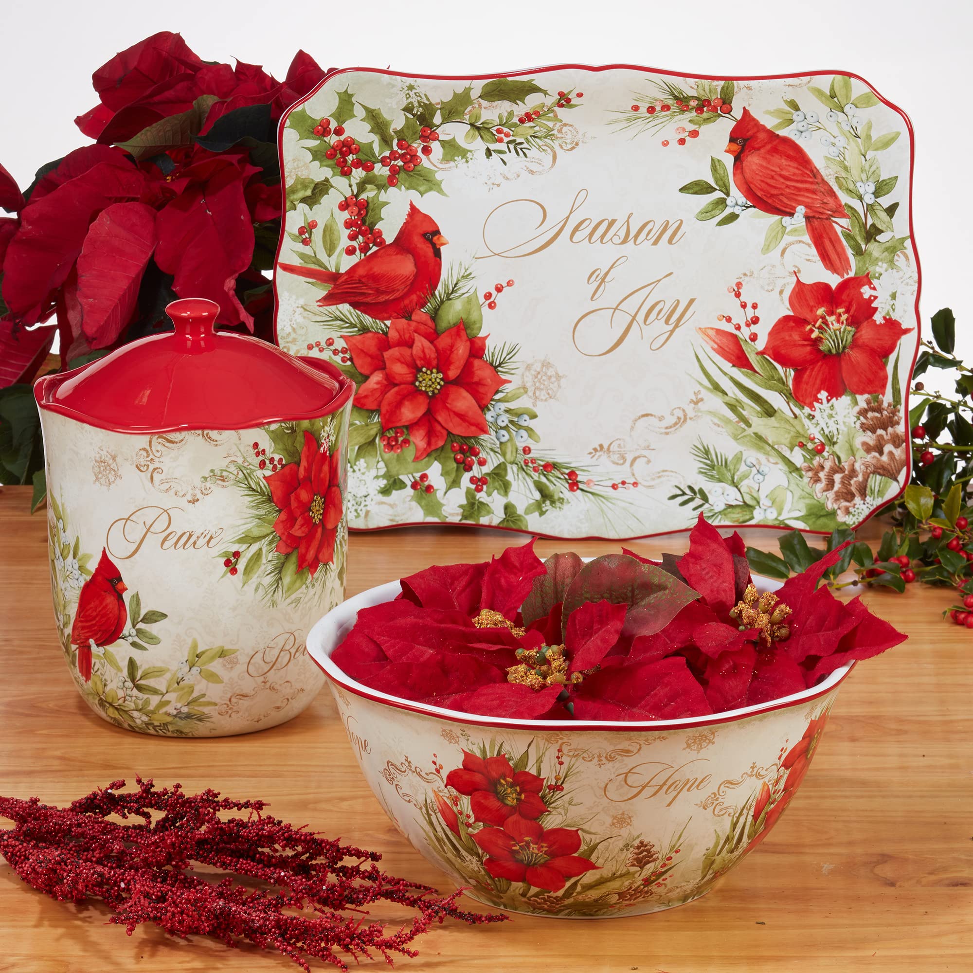 Certified International Winter's Medley 16-Piece Dinnerware Set - Service for 4 - Colorful Stoneware Plates, Bowls & Mugs - Perfect for Holiday Dinners, Family Gatherings & Winter Entertaining