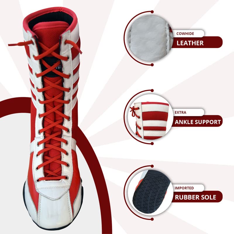 Professional Boxing & Wrestling Shoes for Men & Women - Breathable, Non-Slip Rubber Sole, Lightweight Training Shoes for Adults & Youth - Perfect for Boxing Gyms, MMA Training & Martial Arts Practice