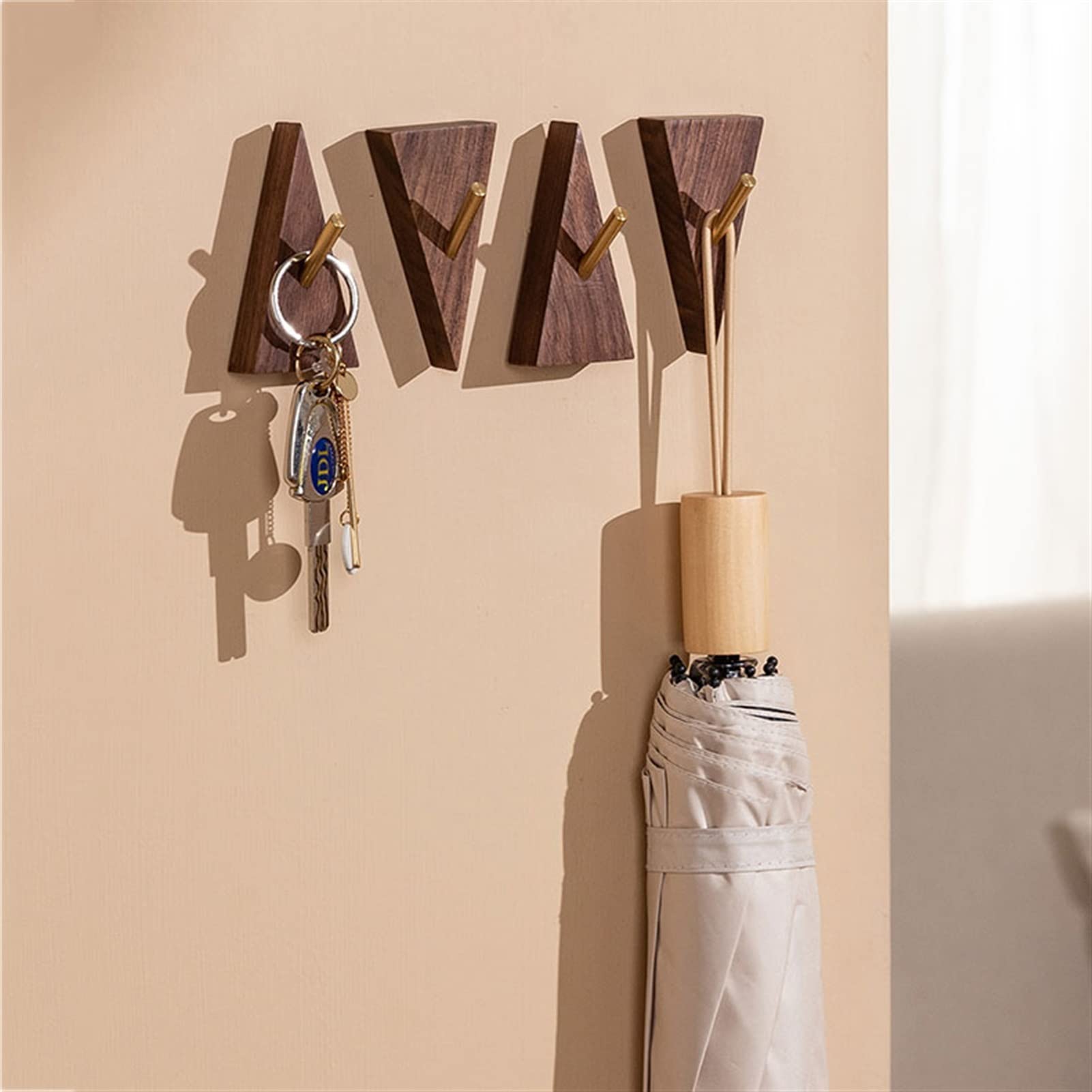 Wooden Wall Mounted Coat Rack with Hooks & Shelf - Space Saving Entryway Organizer for Living Room, Bedroom, Bathroom & Porch - Perfect for Hanging Coats, Hats, Bags & Towels (Color B)