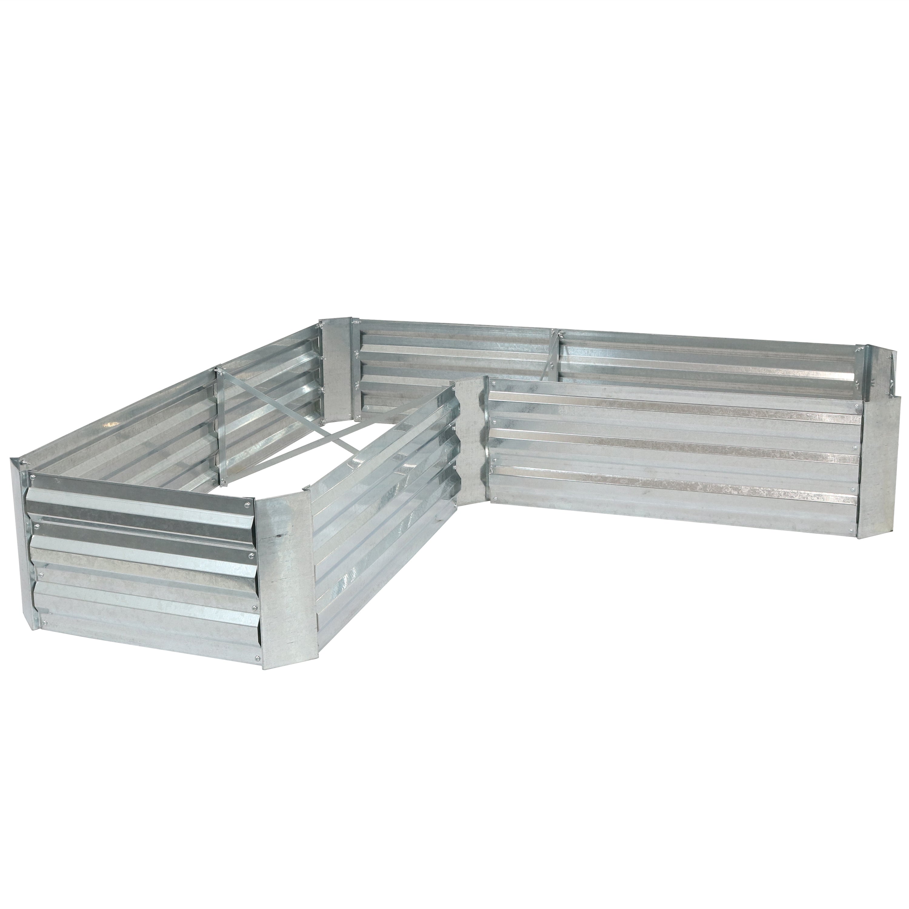 L-Shaped Galvanized Steel Raised Garden Bed Kit - Outdoor Gardening Planter Box for Vegetables, Flowers & Herbs - Perfect for Backyard, Patio & Urban Gardening