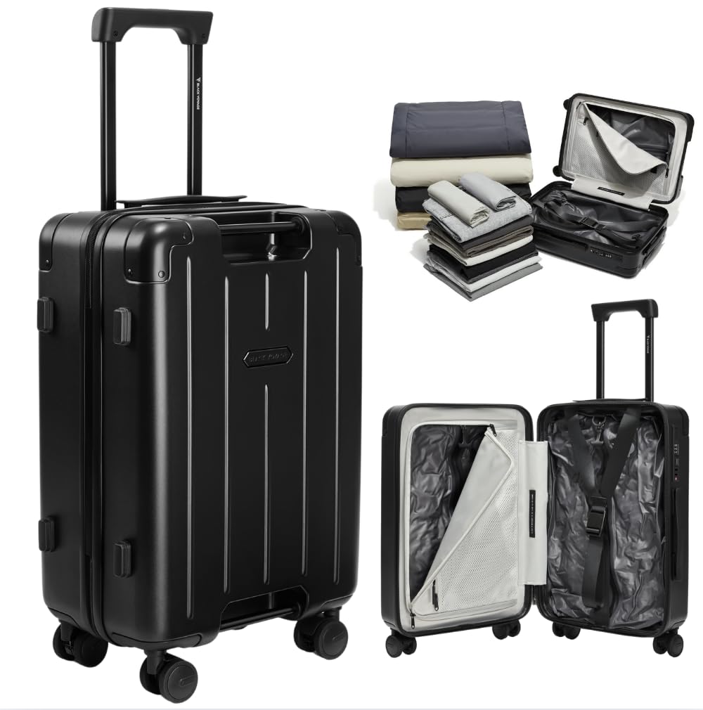 20-Inch Air Vacuum Seal Compression Suitcase with USB Port & TSA Lock | Carry-On Travel Luggage with AirCabin Pump | Includes 2X 60L Vacuum Bags & Hinomoto Wheel Lock | Perfect for Business Trips, Vacations & Compact Storage