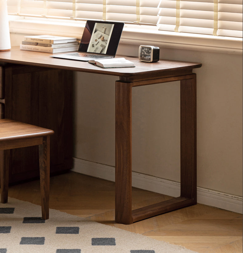 Premium Black Walnut & Ash Solid Wood Desk with 3 Drawers - Modern Home Office Writing Table for Study, Work & Remote Workspace