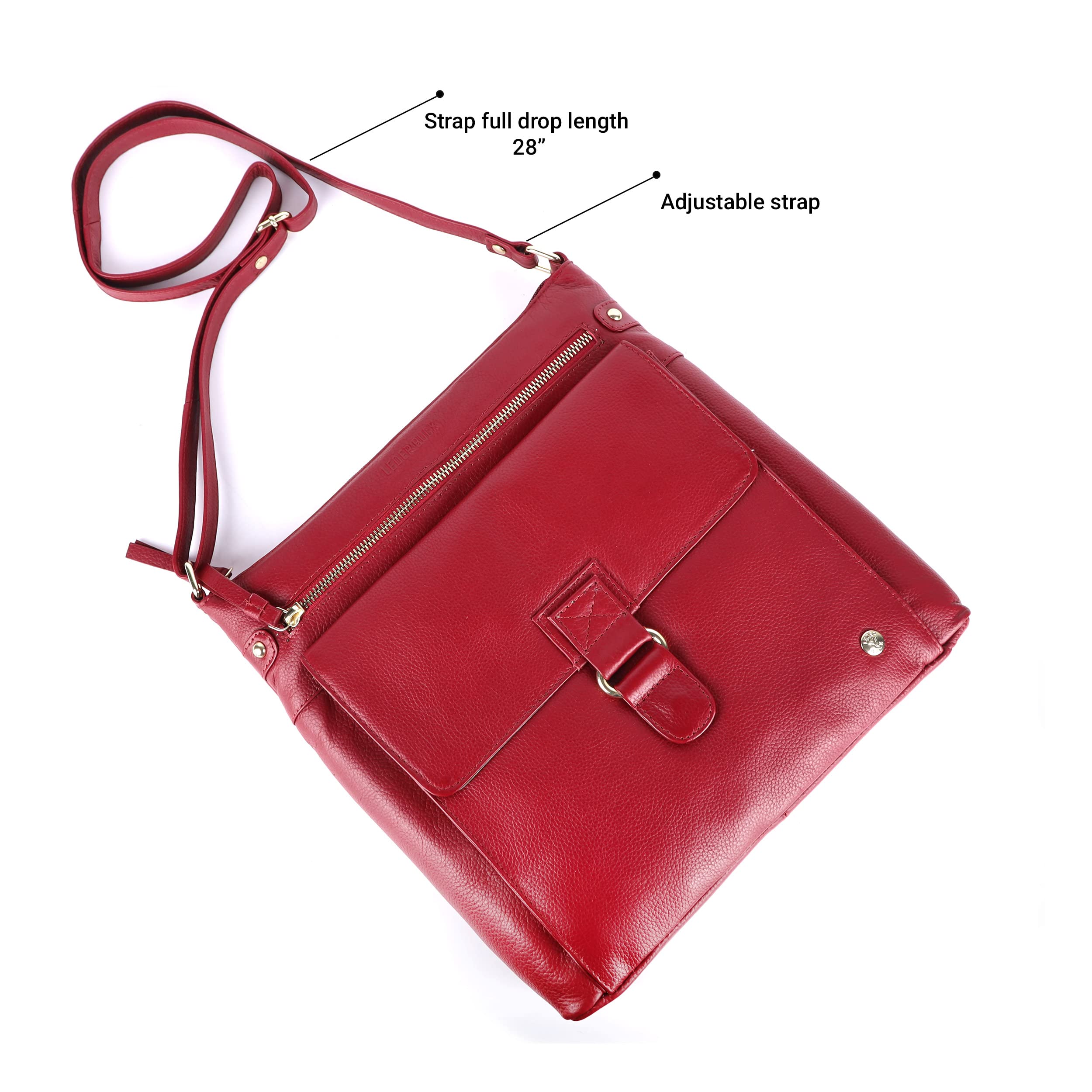 Shirley Large Soft Genuine Leather Women's Crossbody Handbag with Triple Zip - Stylish Sling Shoulder Purse for Work, Travel & Everyday Use
