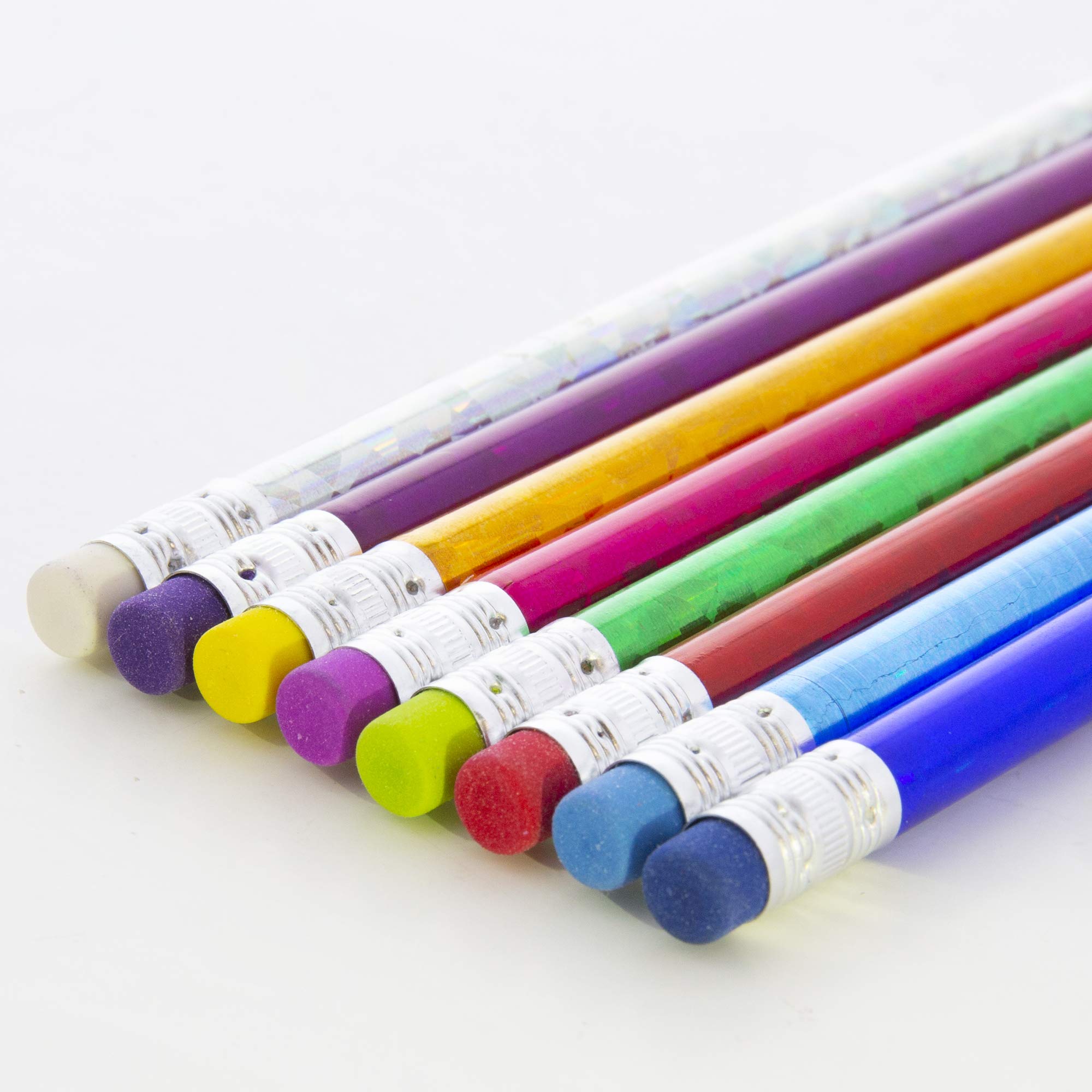 BAZIC Metallic Glitter Pencils 8-Pack with Eraser for School & Office