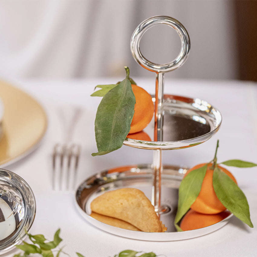 Christofle Vertigo 2-Tier Silver Plated Dessert Stand - Elegant Cake Stand for Weddings, Parties & Afternoon Tea