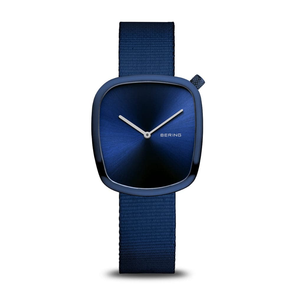 Bering Pebble Blue Dial Women's Watch with NATO Strap - Elegant Quartz Analog Timepiece for Women | Perfect for Office, Casual Wear & Everyday Use