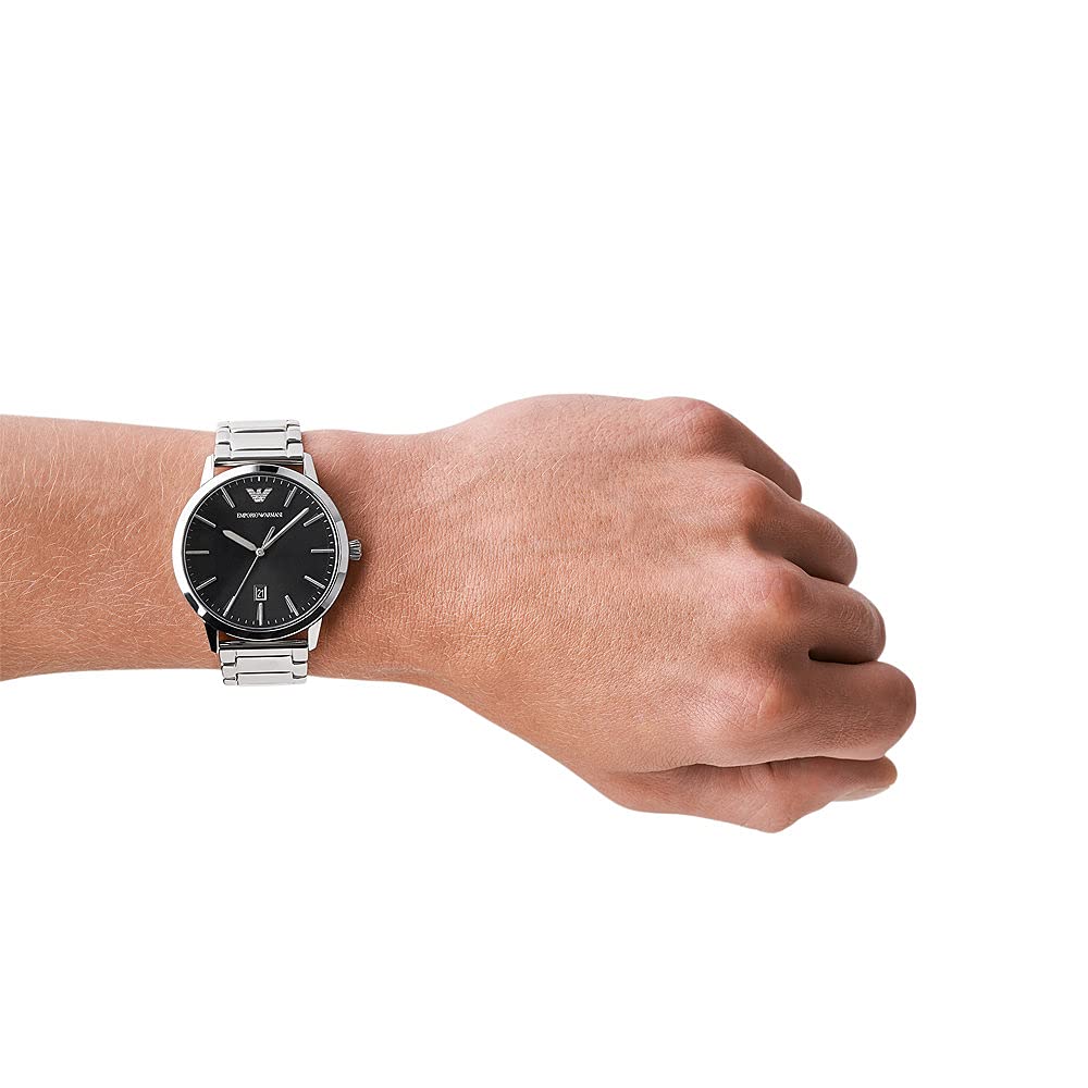 Emporio Armani Men's Stainless Steel Watch with Three-Hand Date Display - 43mm Case - Perfect for Business, Casual & Formal Occasions